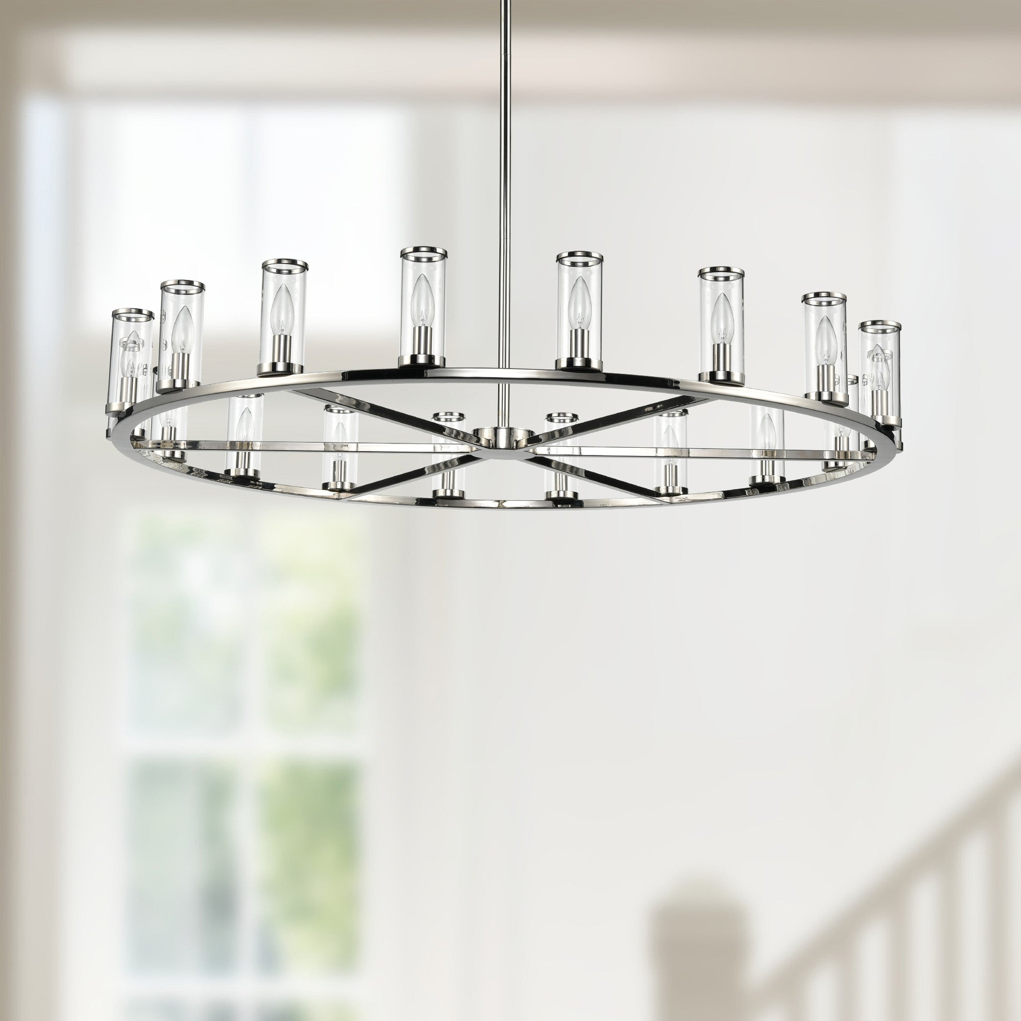 Revolve Clear Glass/Polished Nickel 18 Lights Chandeliers