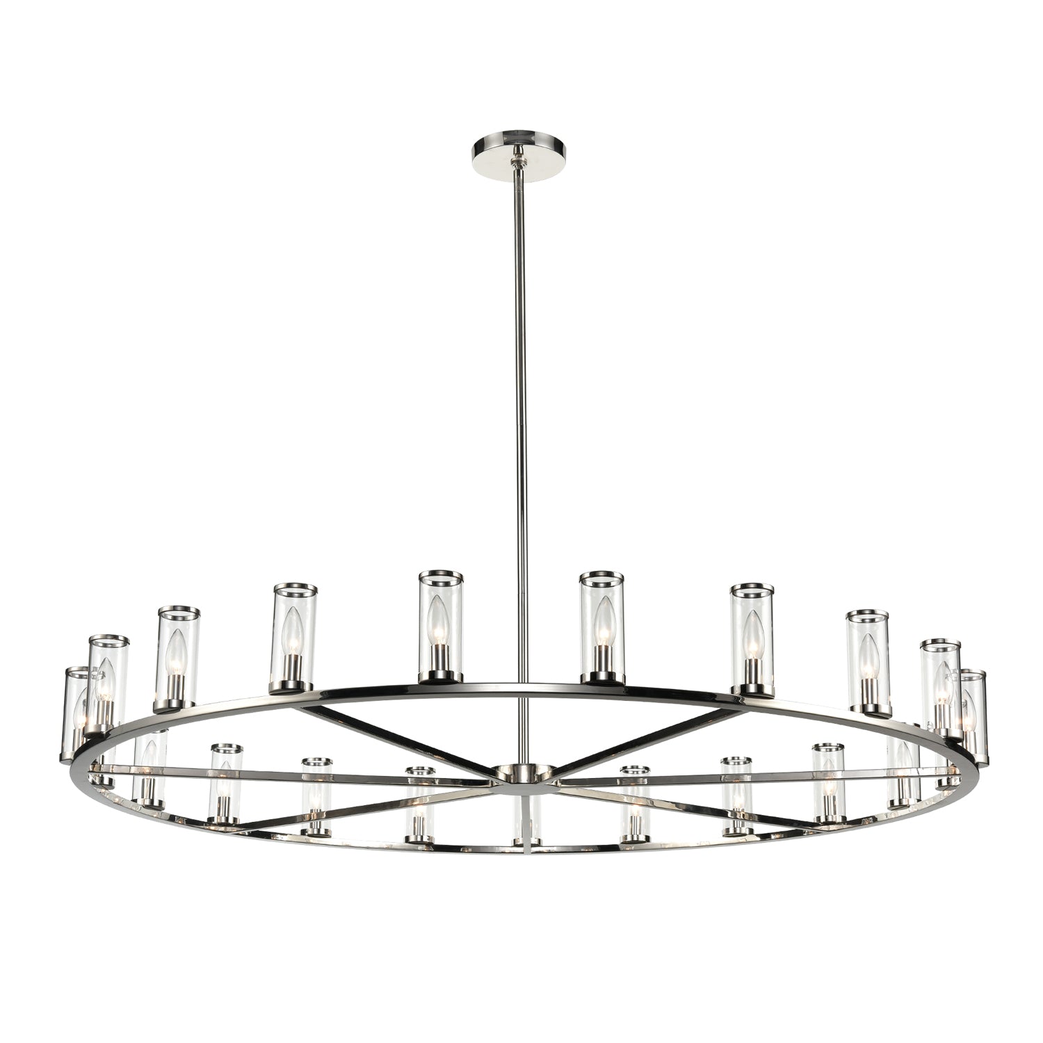 Revolve Clear Glass/Polished Nickel 21 Light Chandeliers