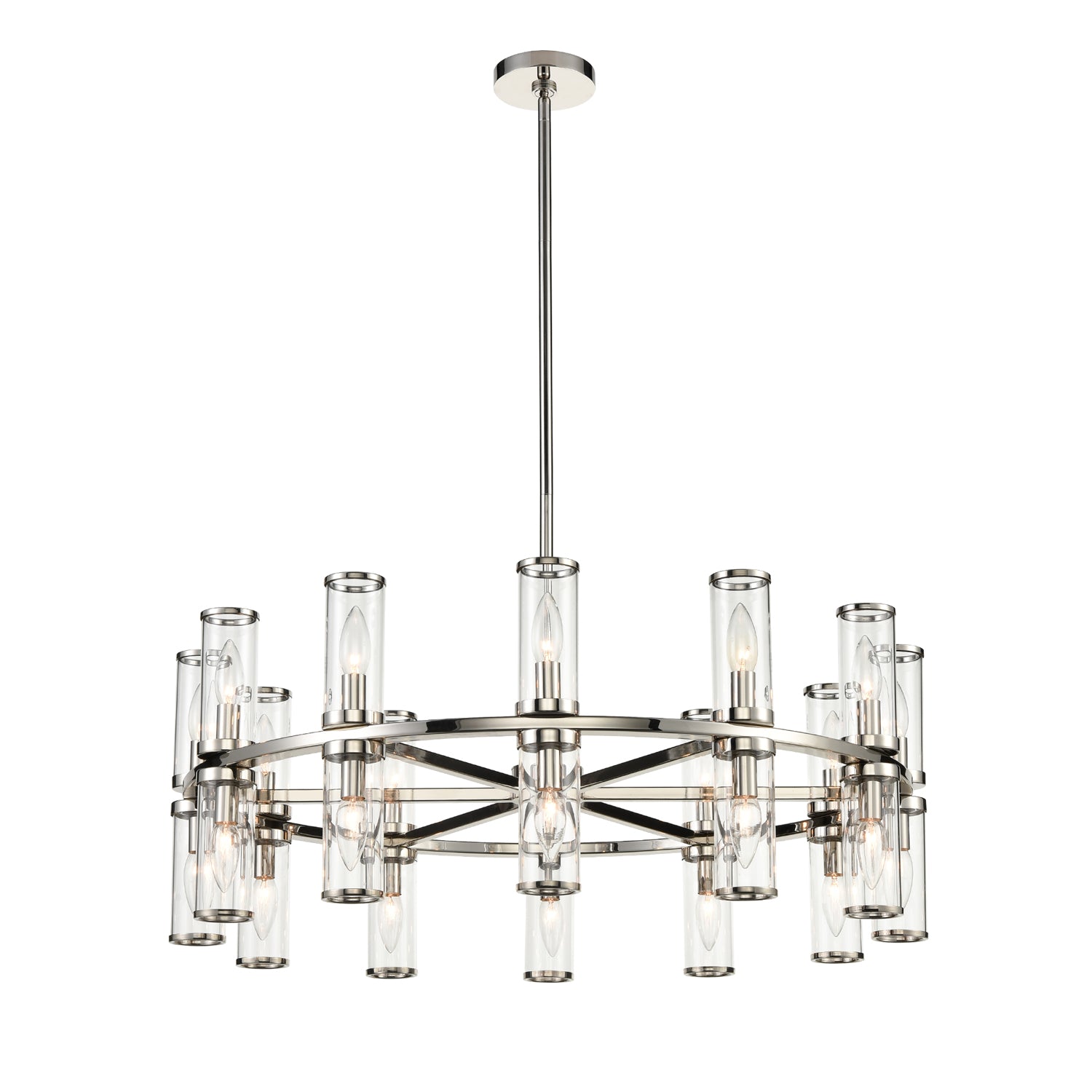 Revolve Clear Glass/Polished Nickel 24 Lights Chandeliers