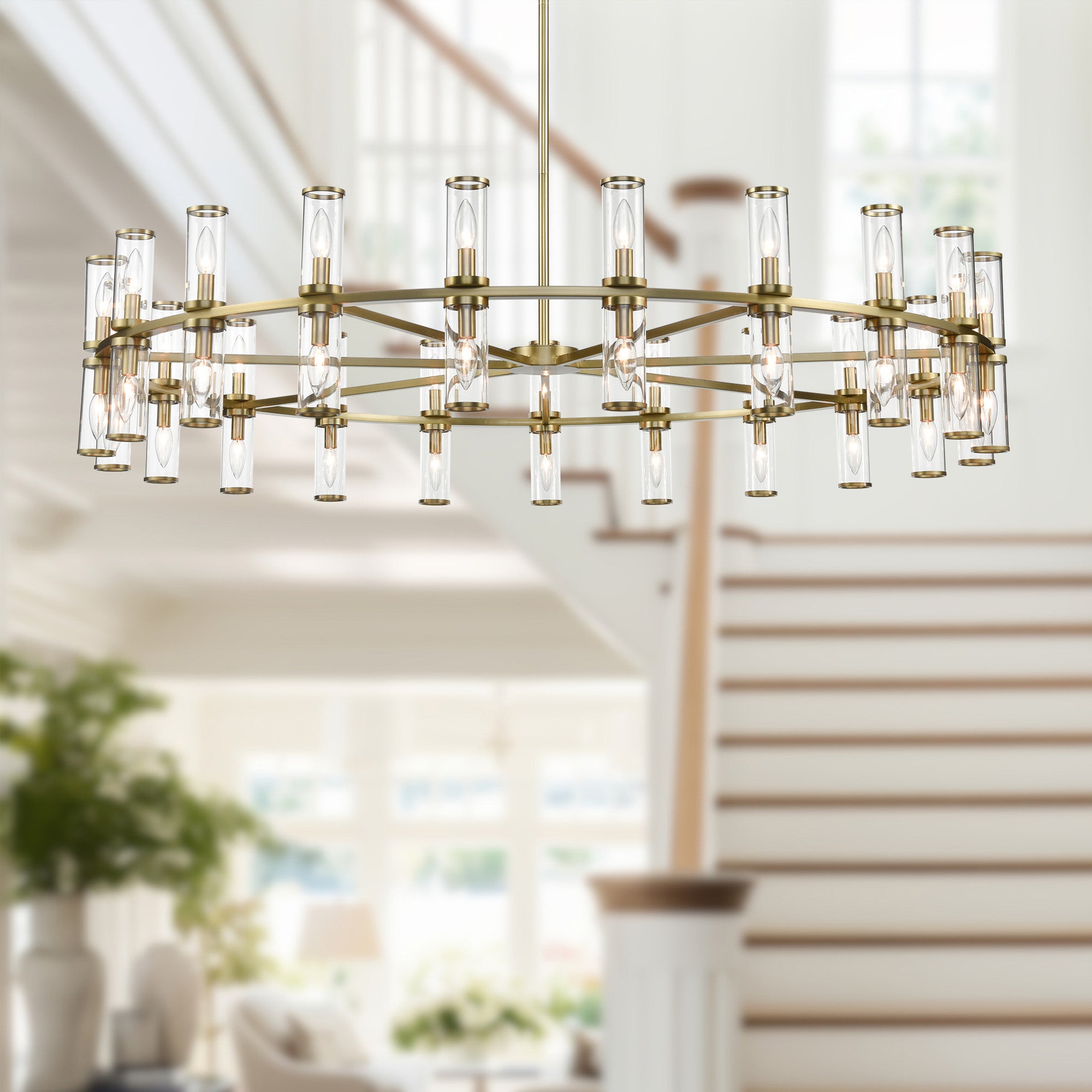 Revolve Clear Glass/Natural Brass 42 Lights Chandeliers
