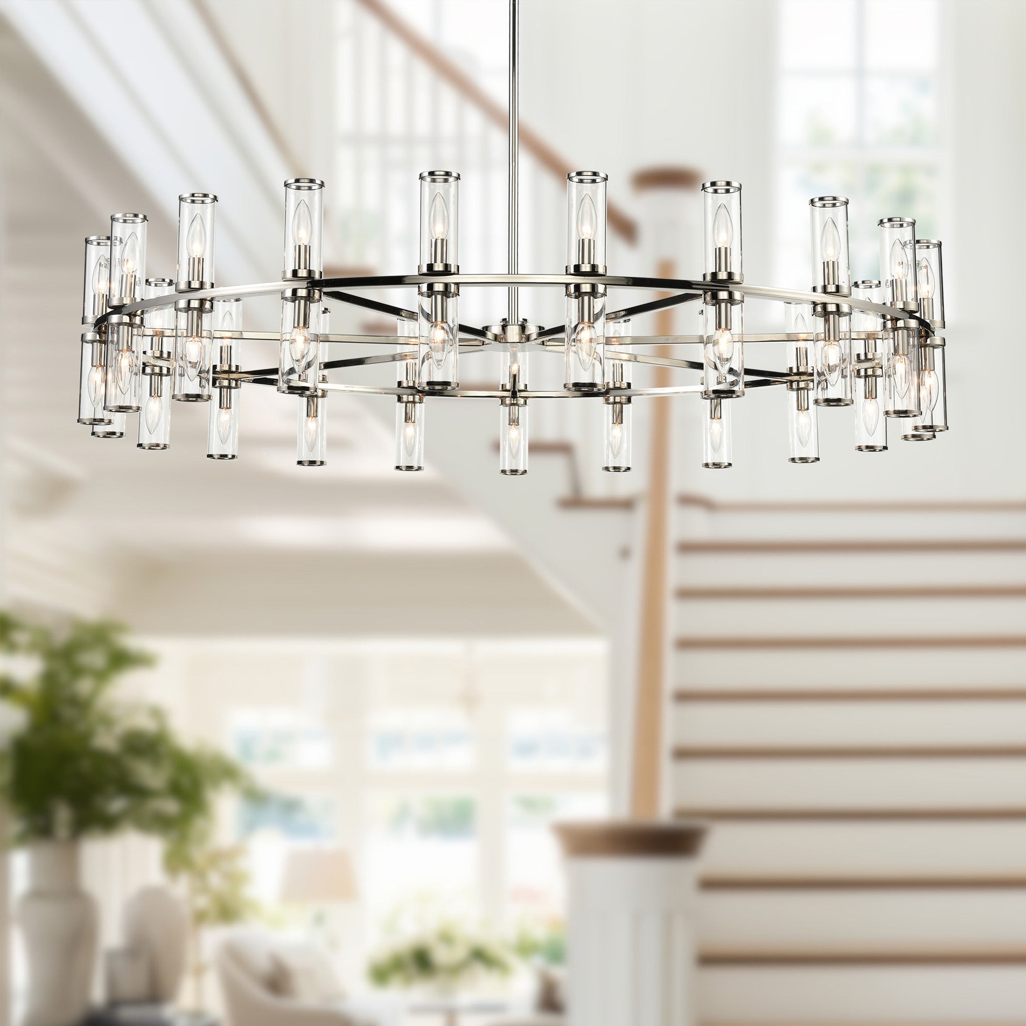 Revolve Clear Glass/Polished Nickel 42 Lights Chandeliers