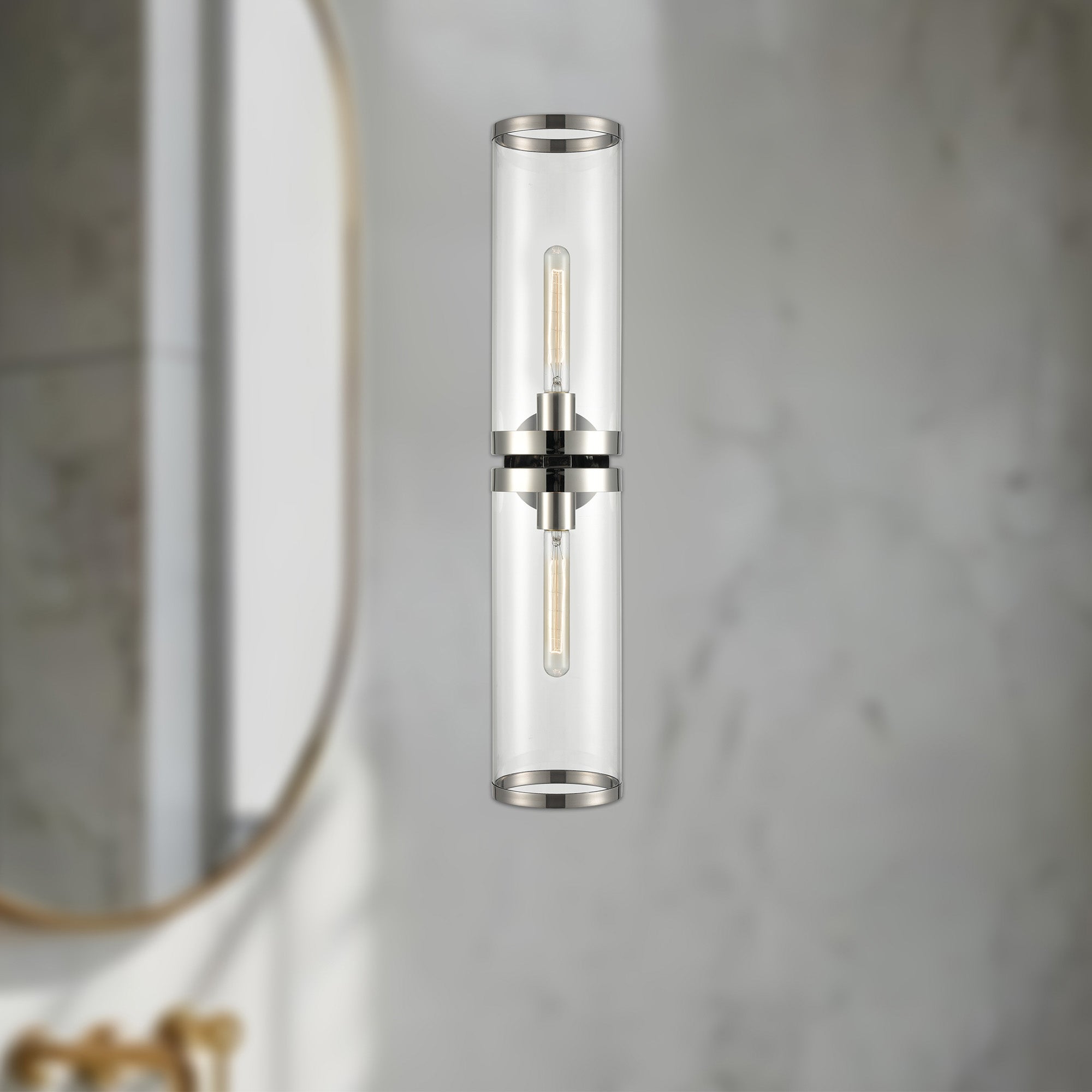 Revolve Ii Clear Glass/Polished Nickel 2 Lights Wall/Vanity