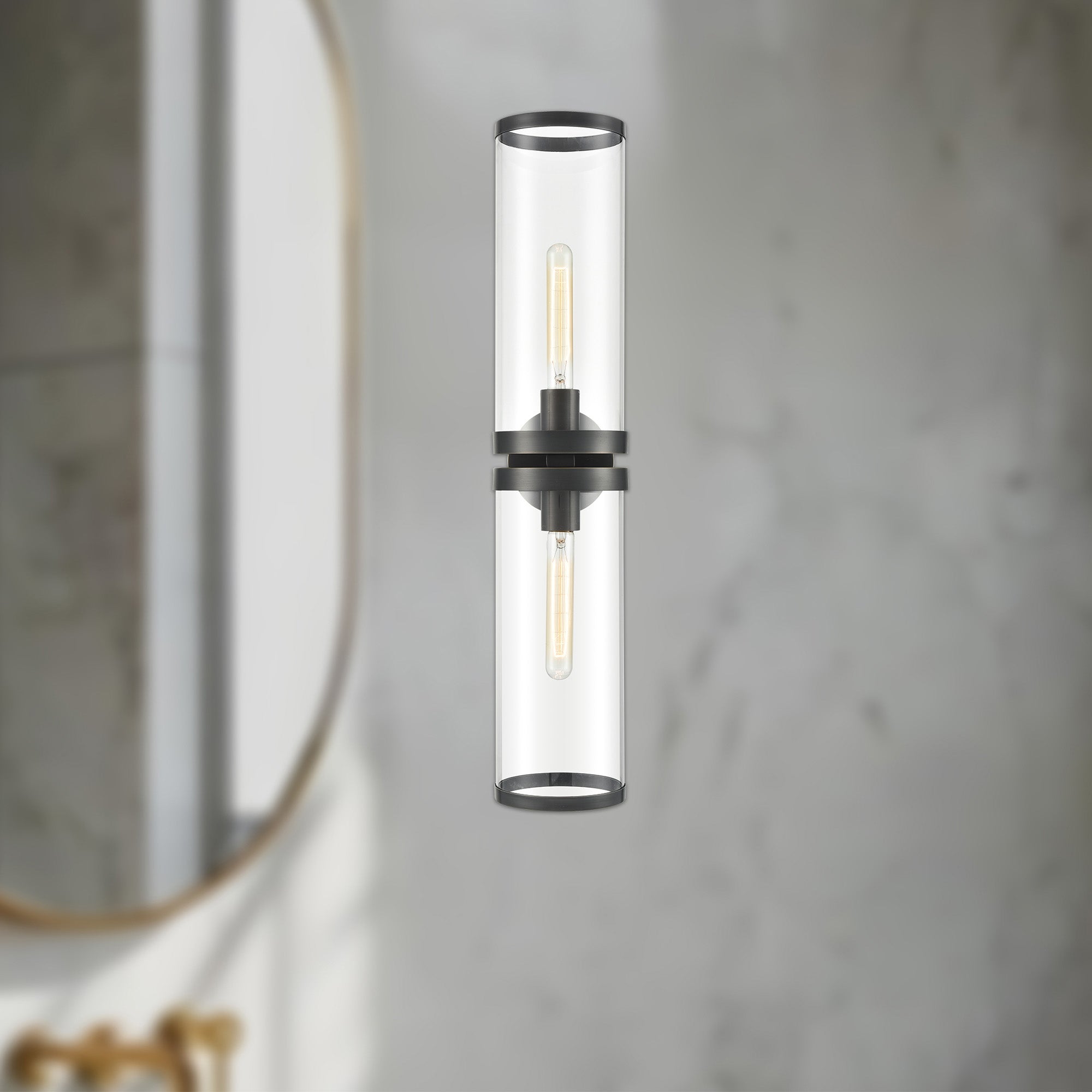 Revolve Ii Clear Glass/Urban Bronze 2 Lights Wall/Vanity