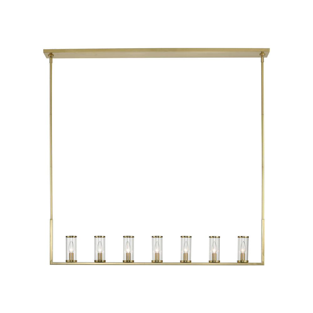 ALORA Lighting LP309007NBCG Linear Pendant, 7 Lights, Clear Glass/Natural Brass