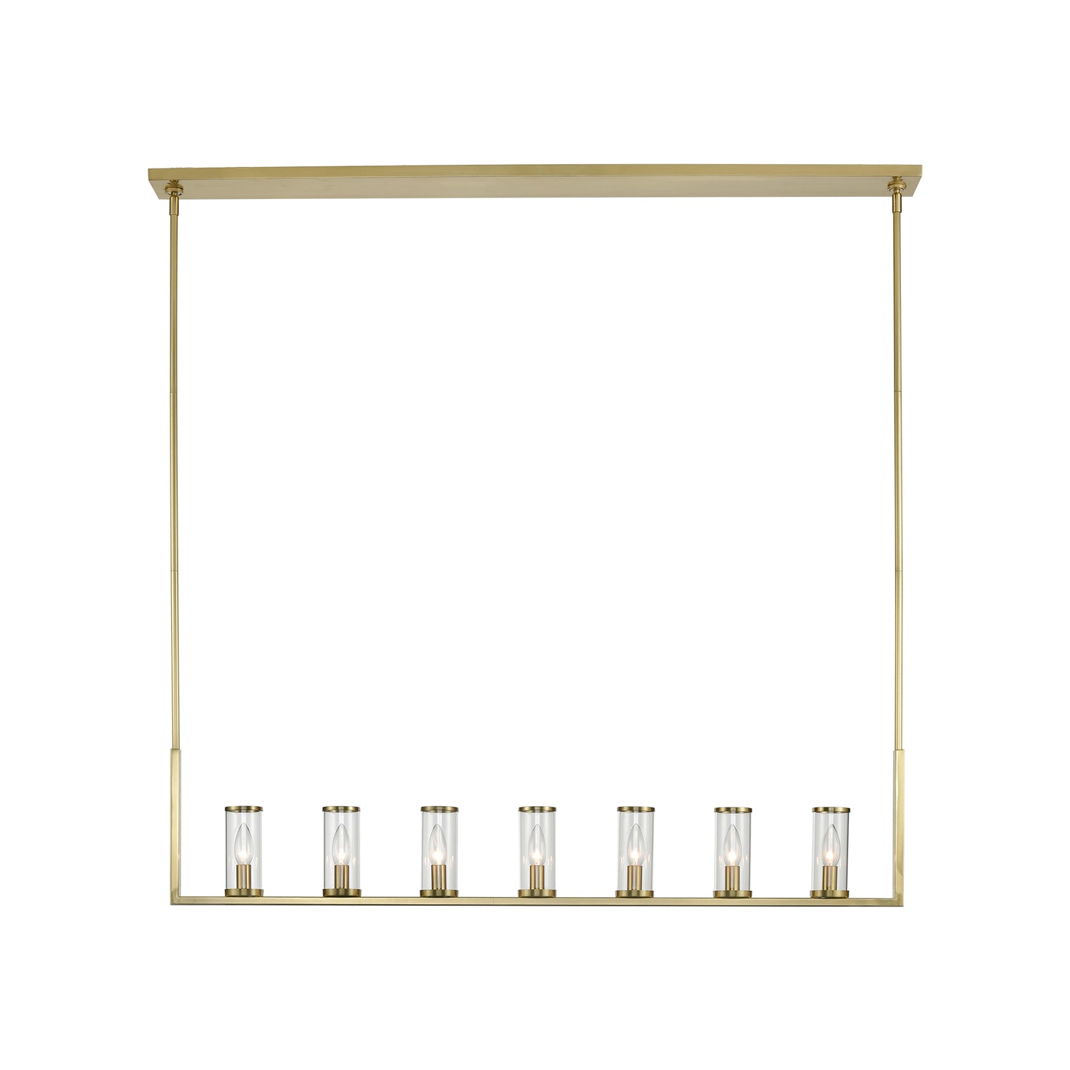 Revolve Clear Glass/Natural Brass 7 Lights Linear Pendant