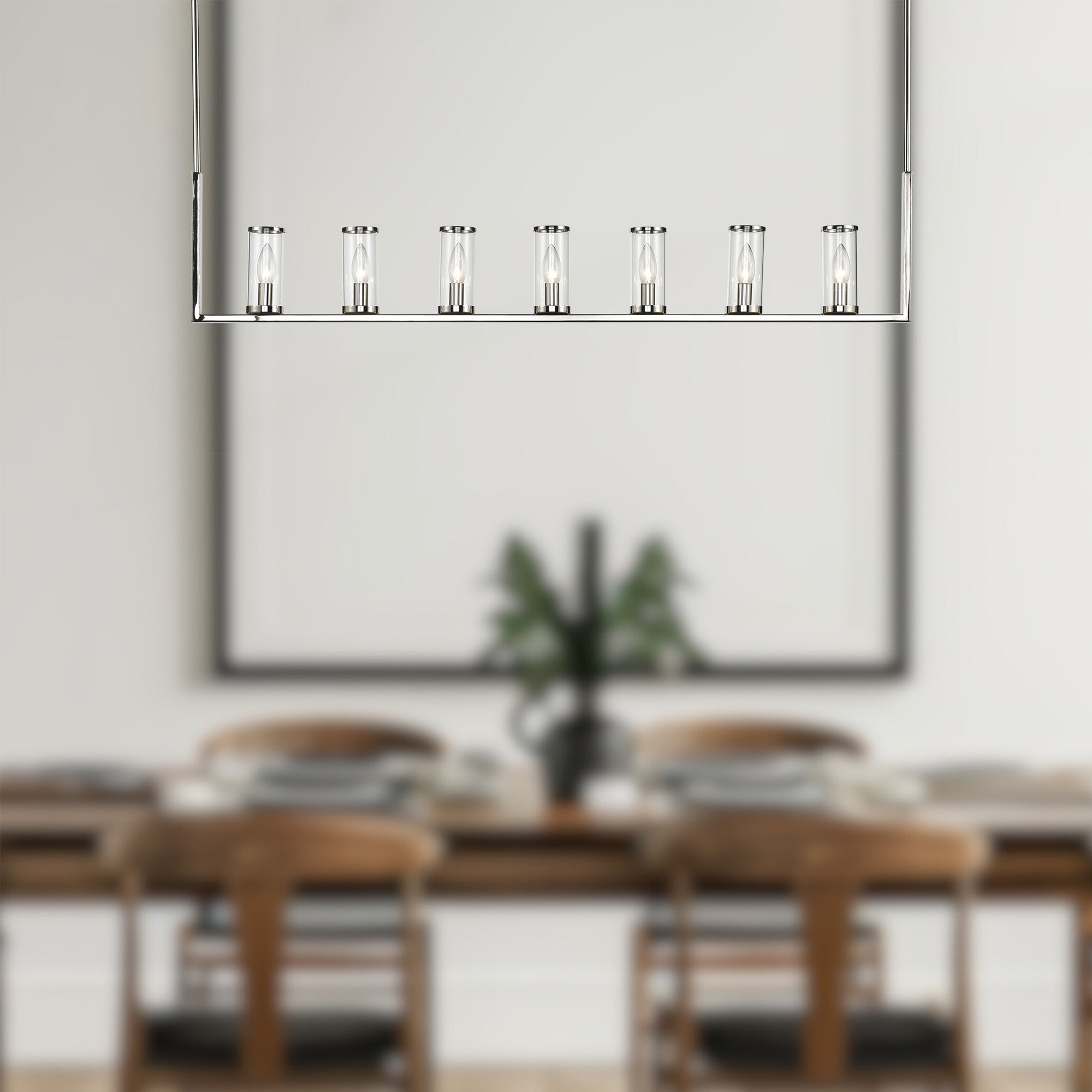 Revolve Clear Glass/Polished Nickel 7 Lights Linear Pendant