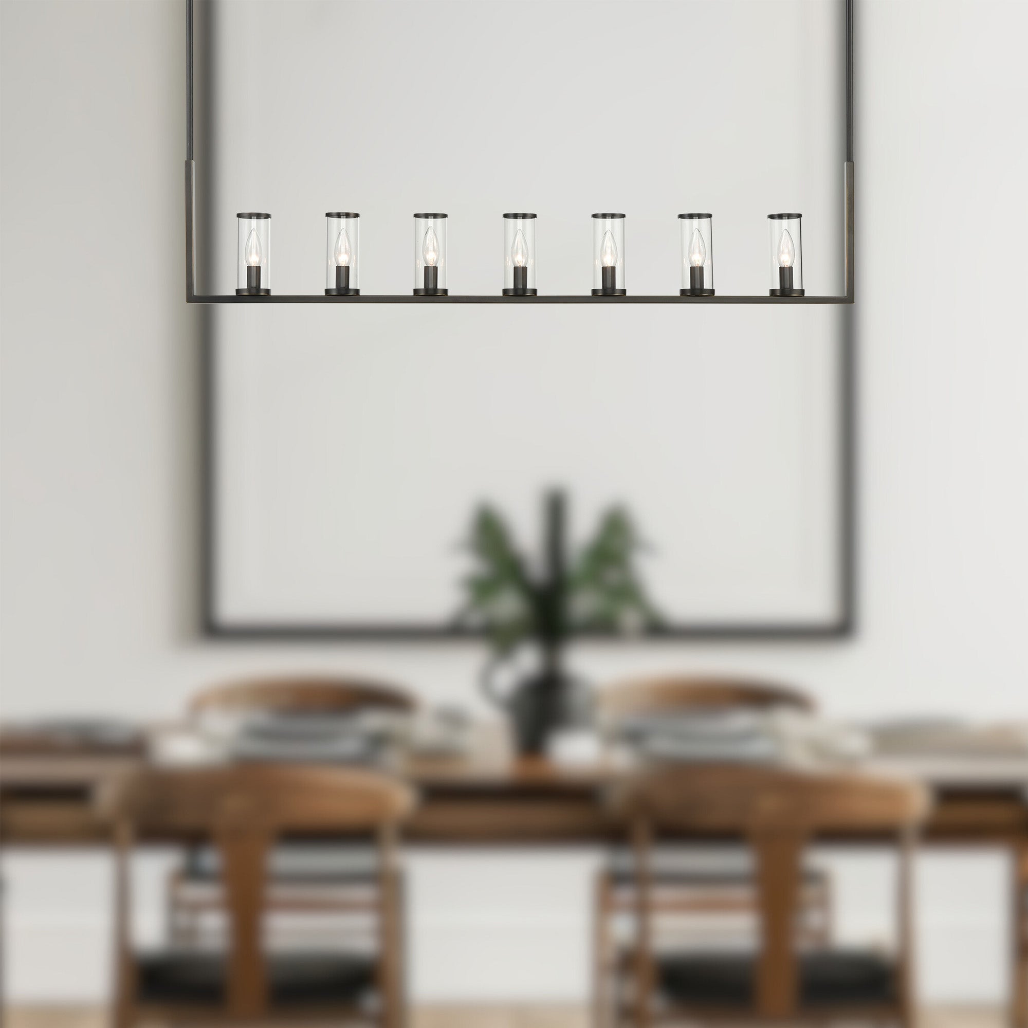 Revolve Clear Glass/Urban Bronze 7 Lights Linear Pendant