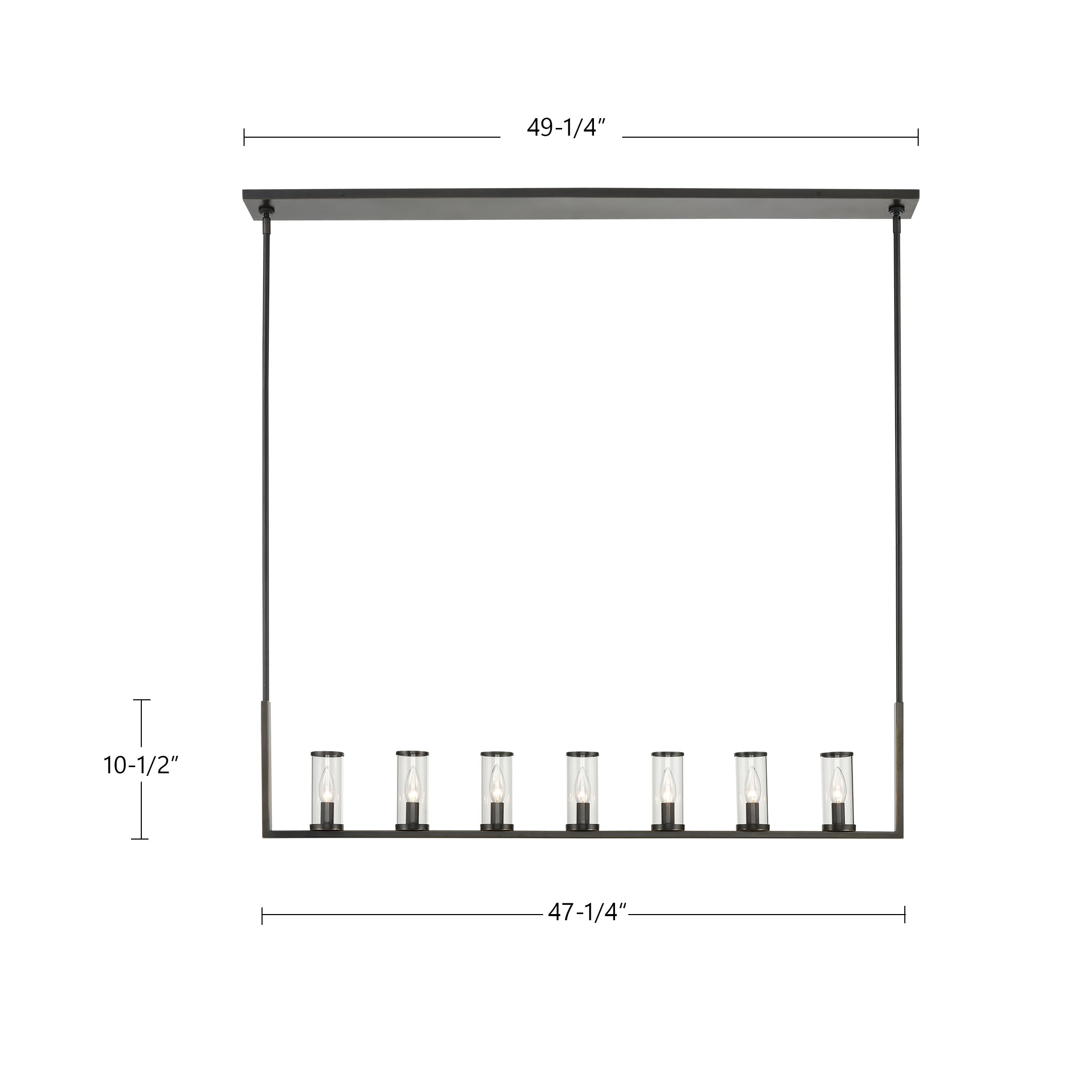 Revolve Clear Glass/Natural Brass 7 Lights Linear Pendant