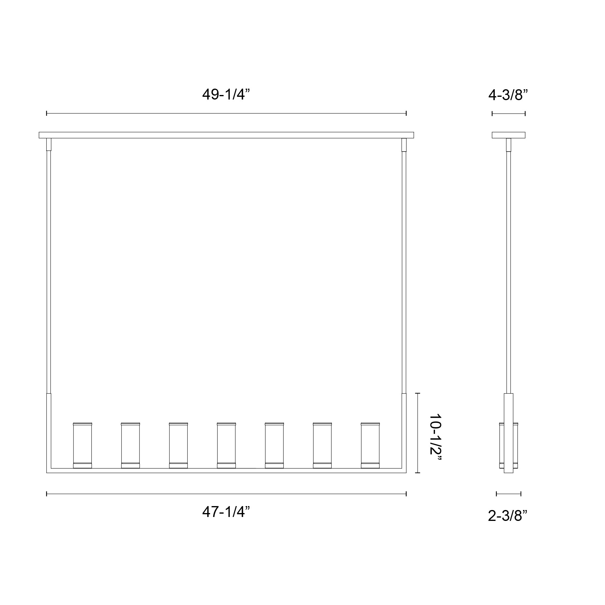 Revolve Clear Glass/Natural Brass 7 Lights Linear Pendant