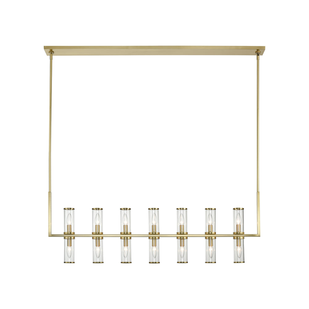 ALORA Lighting LP309077NBCG Linear Pendant, 14 Lights, Clear Glass/Natural Brass