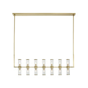 Revolve Clear Glass/Natural Brass 14 Lights Linear Pendant