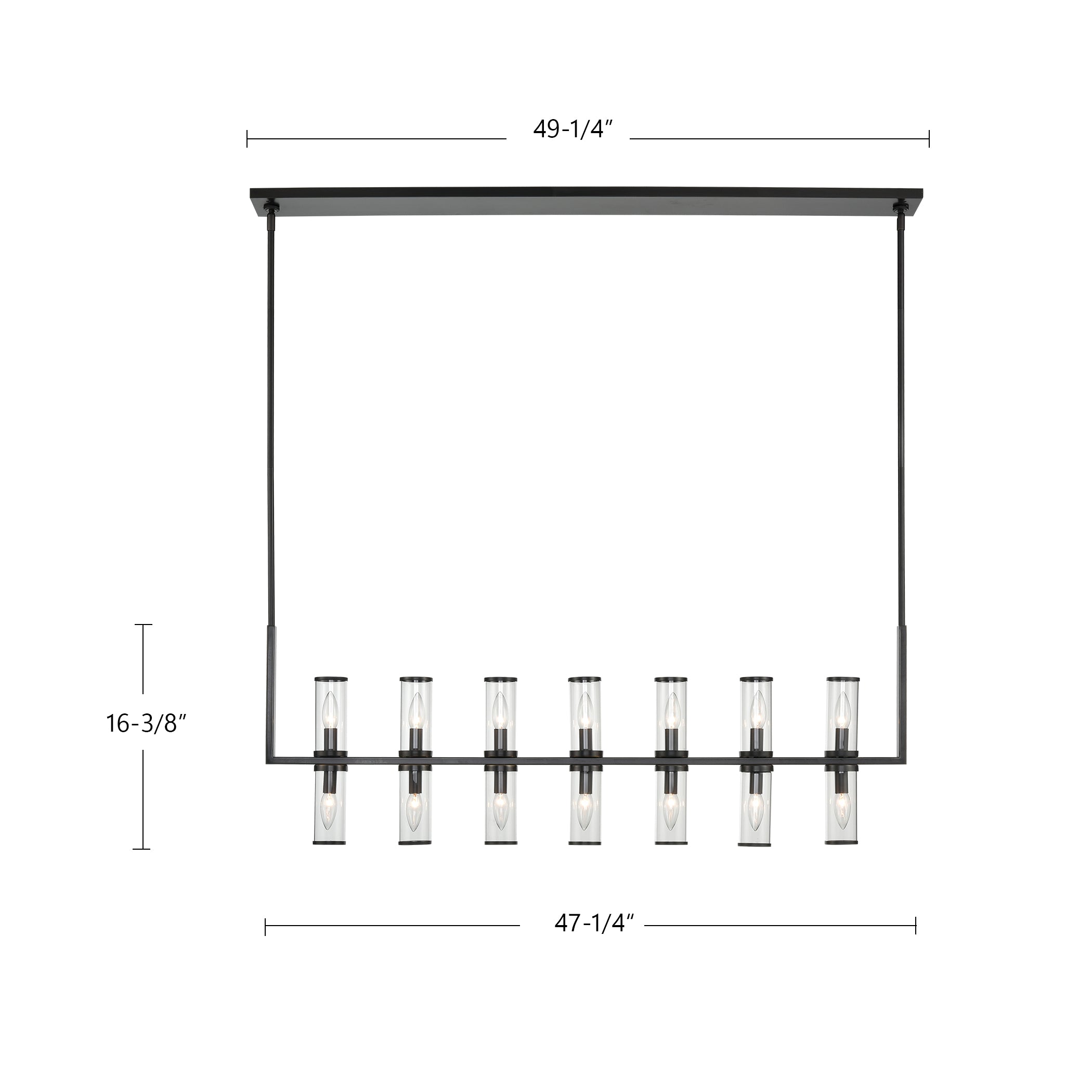 Revolve Clear Glass/Polished Nickel 14 Lights Linear Pendant