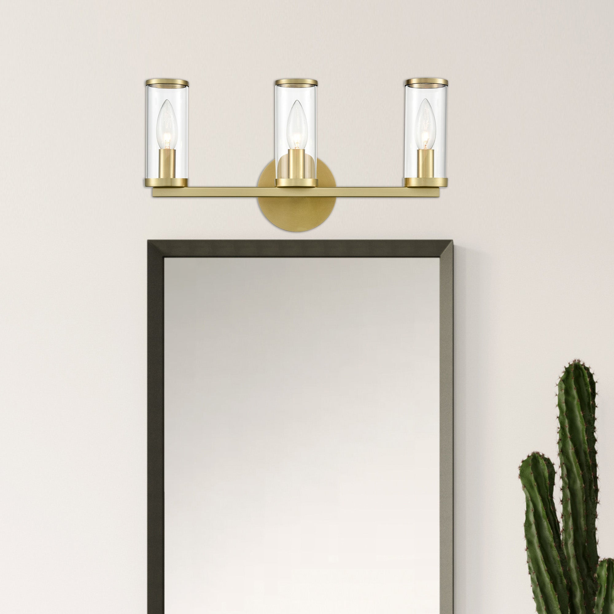 Revolve Clear Glass/Natural Brass 3 Lights Wall/Vanity