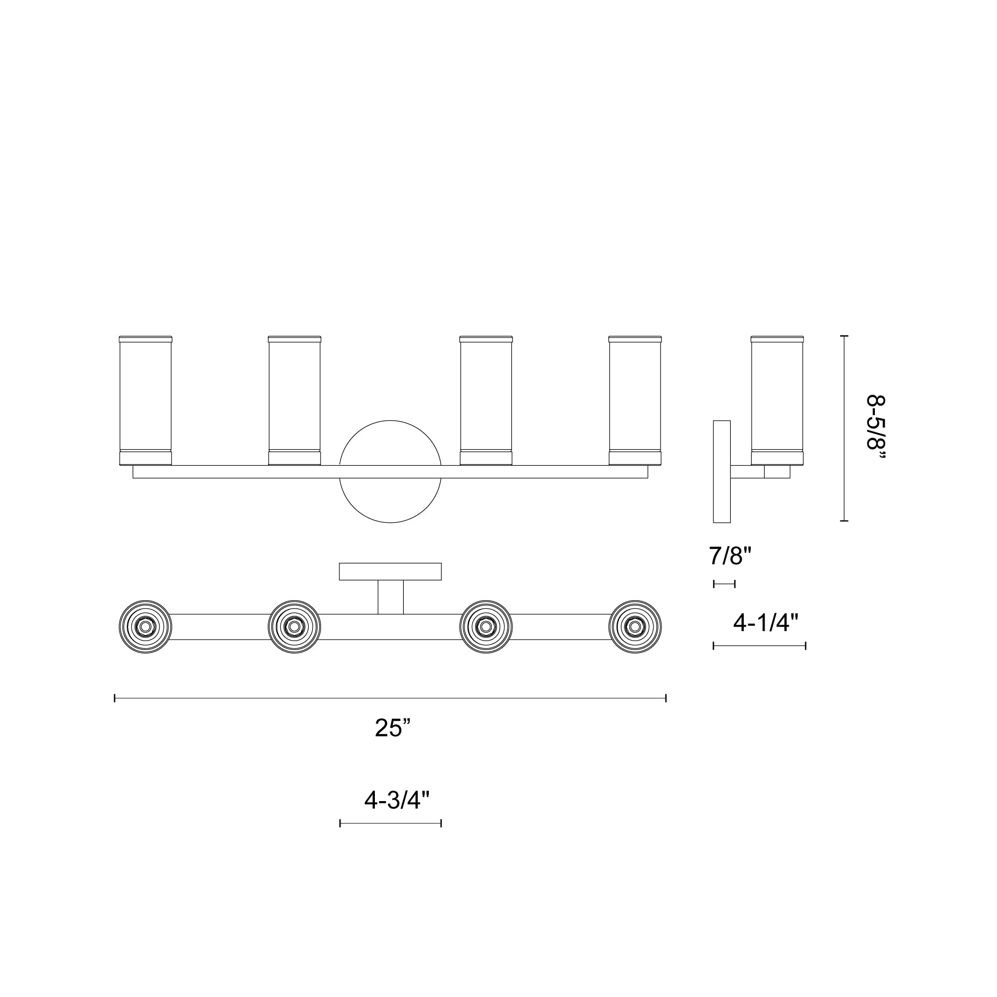 Revolve Clear Glass/Natural Brass 4 Lights Wall/Vanity