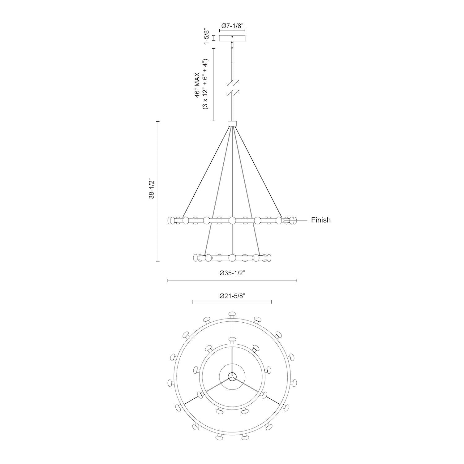 Rezz 36-in Brushed Nickel LED Chandeliers