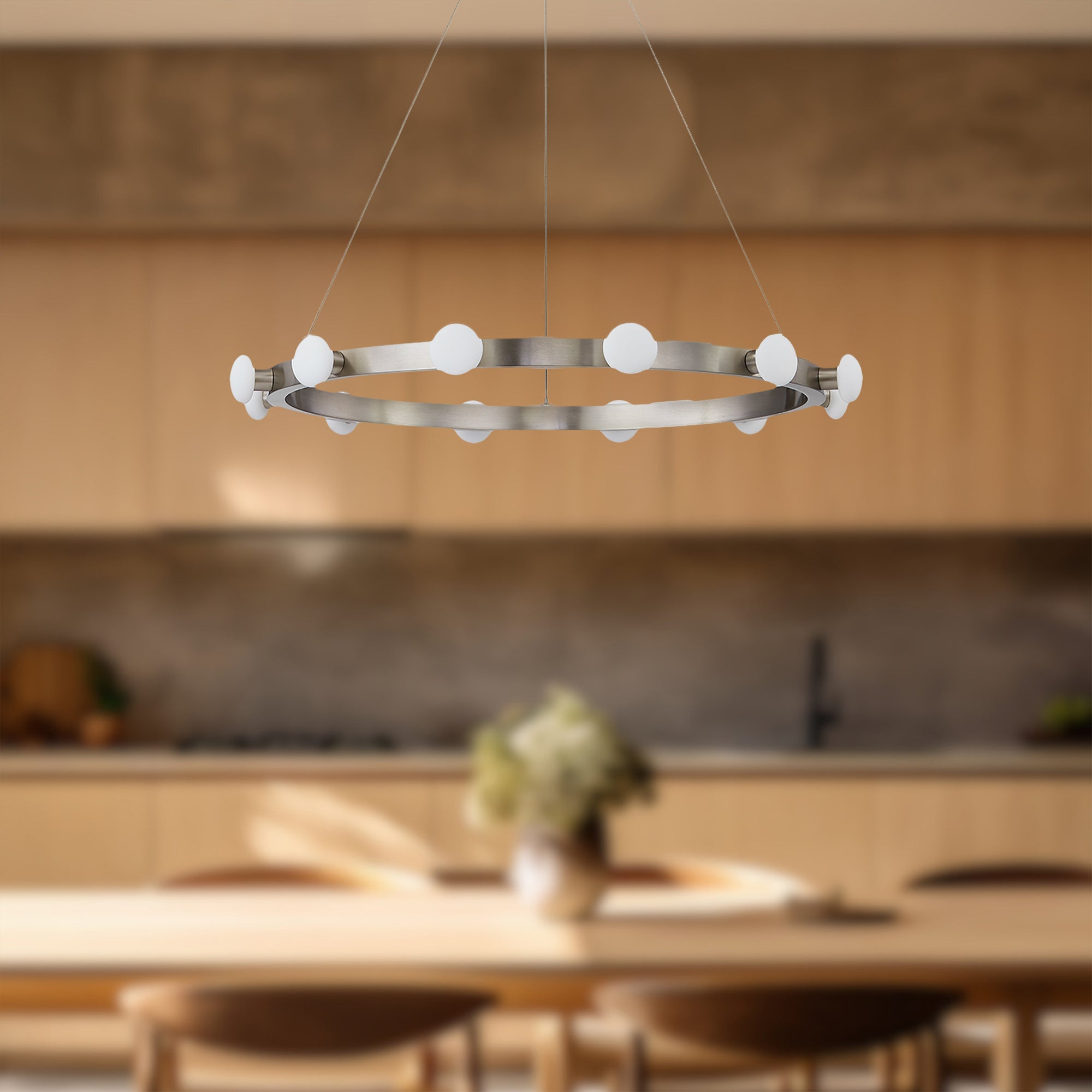 Rezz 28-in Brushed Nickel LED Pendant