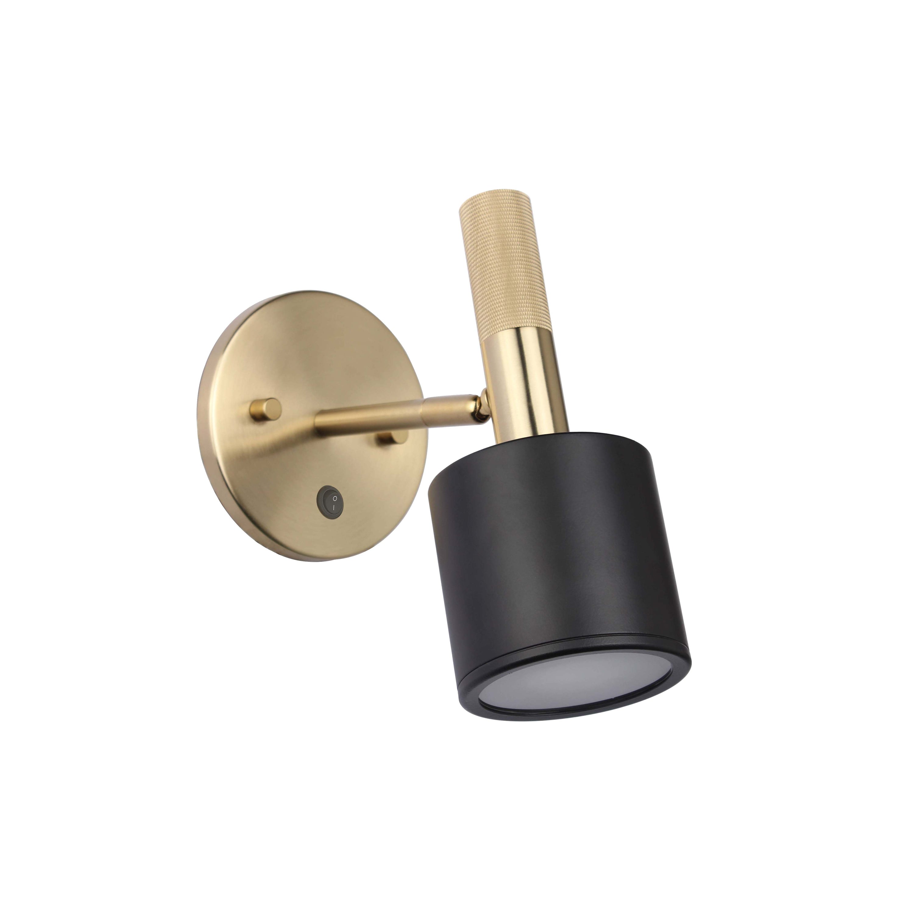 Dainolite RHS-1W-MB-AGB 1 Light Wall Satin Chrome Matte Black & Aged Brass with Frosted Diffuser