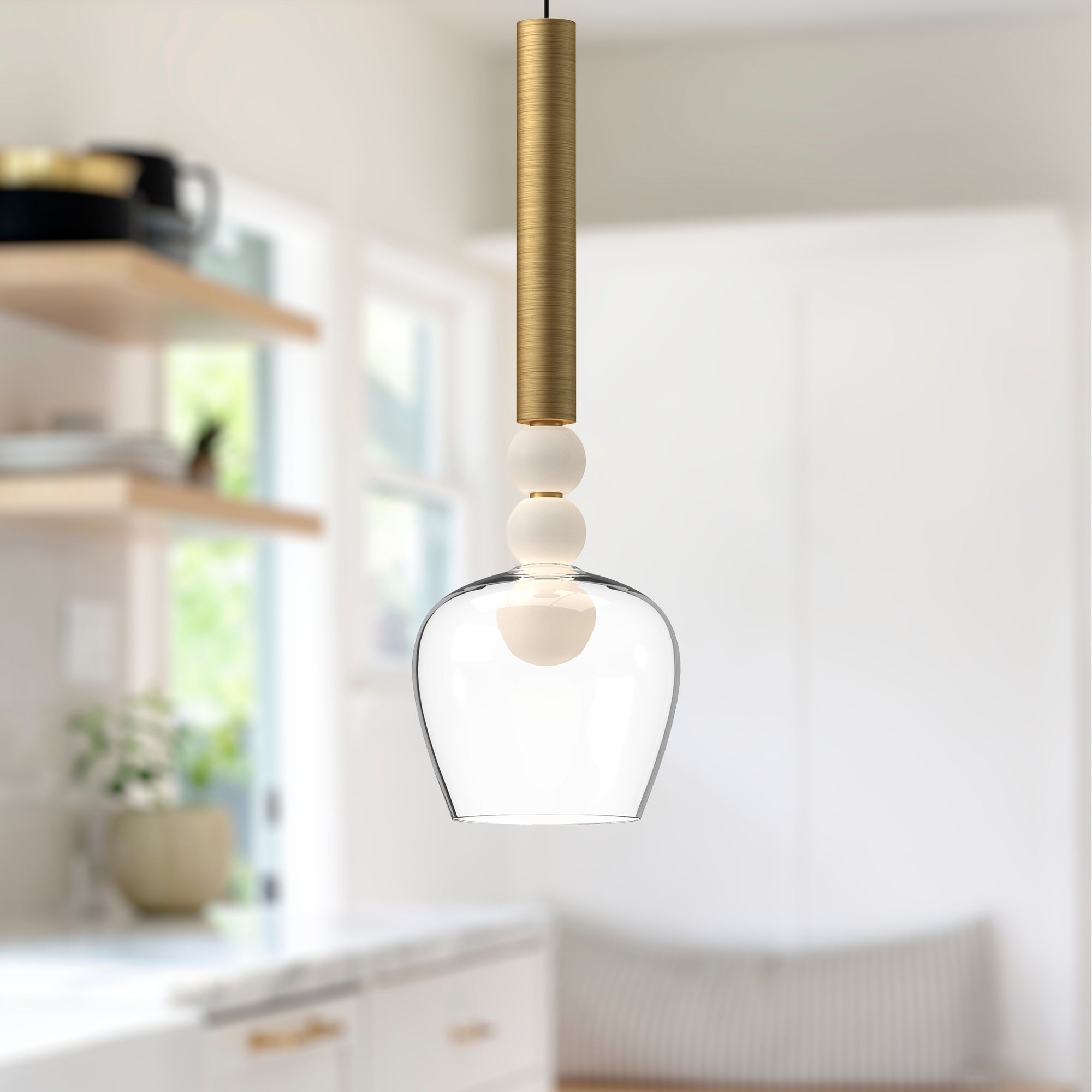 Rise 6-in Brushed Gold/Clear LED Pendant