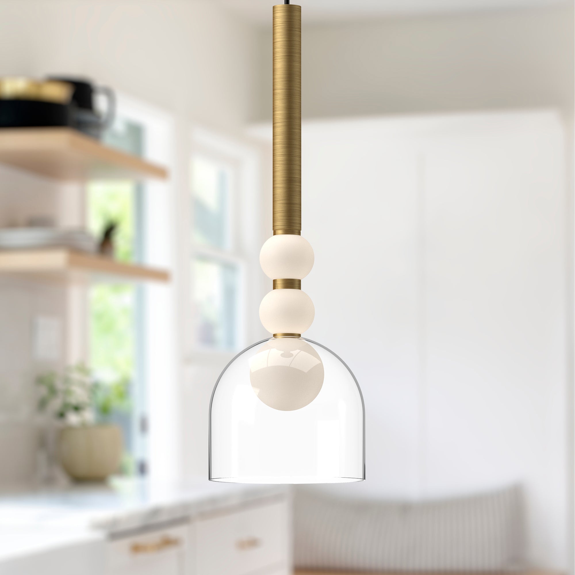 Rise 6-in Brushed Gold/Clear LED Pendant