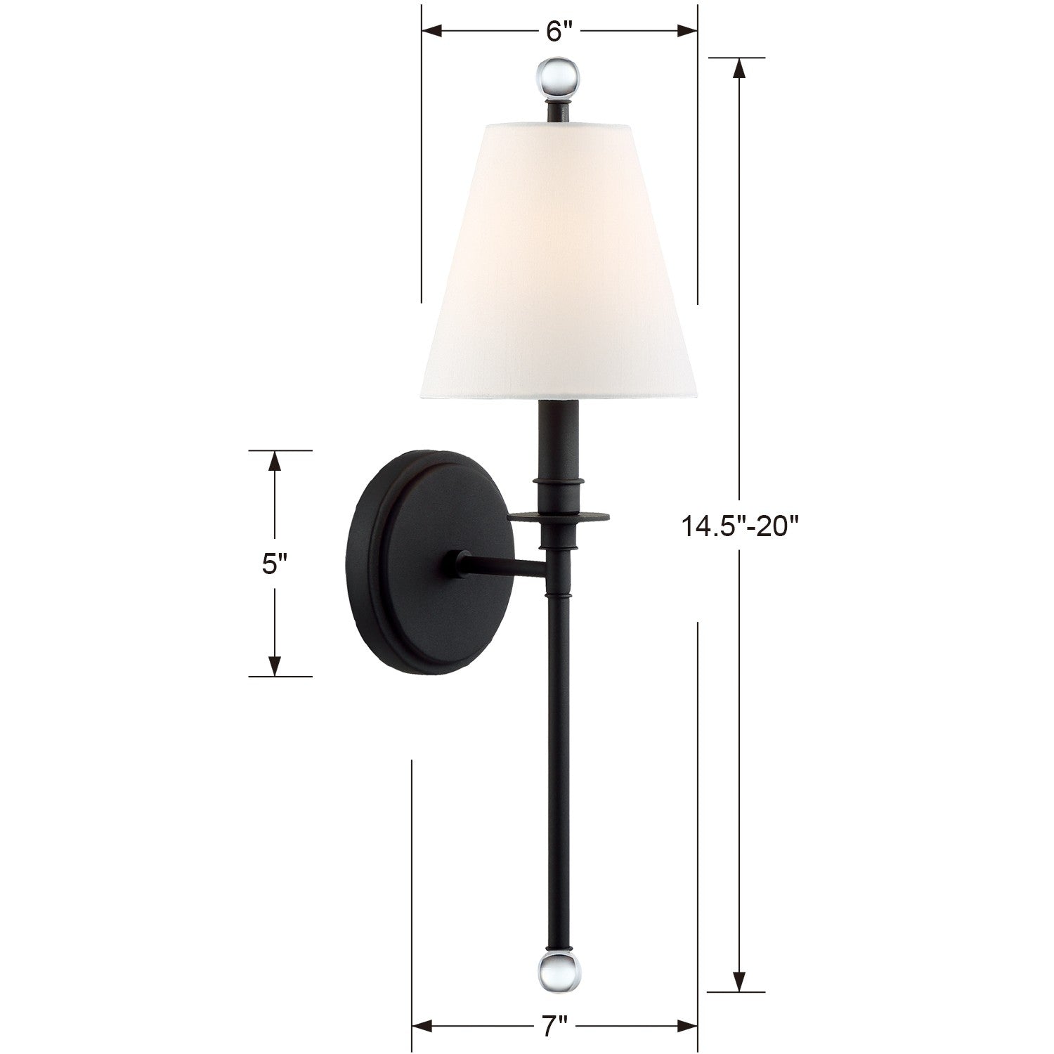 Crystorama Riverdale RIV-382-BF – 6 Inch – 1 Light – Sconce – Black Forged – Damp Rated