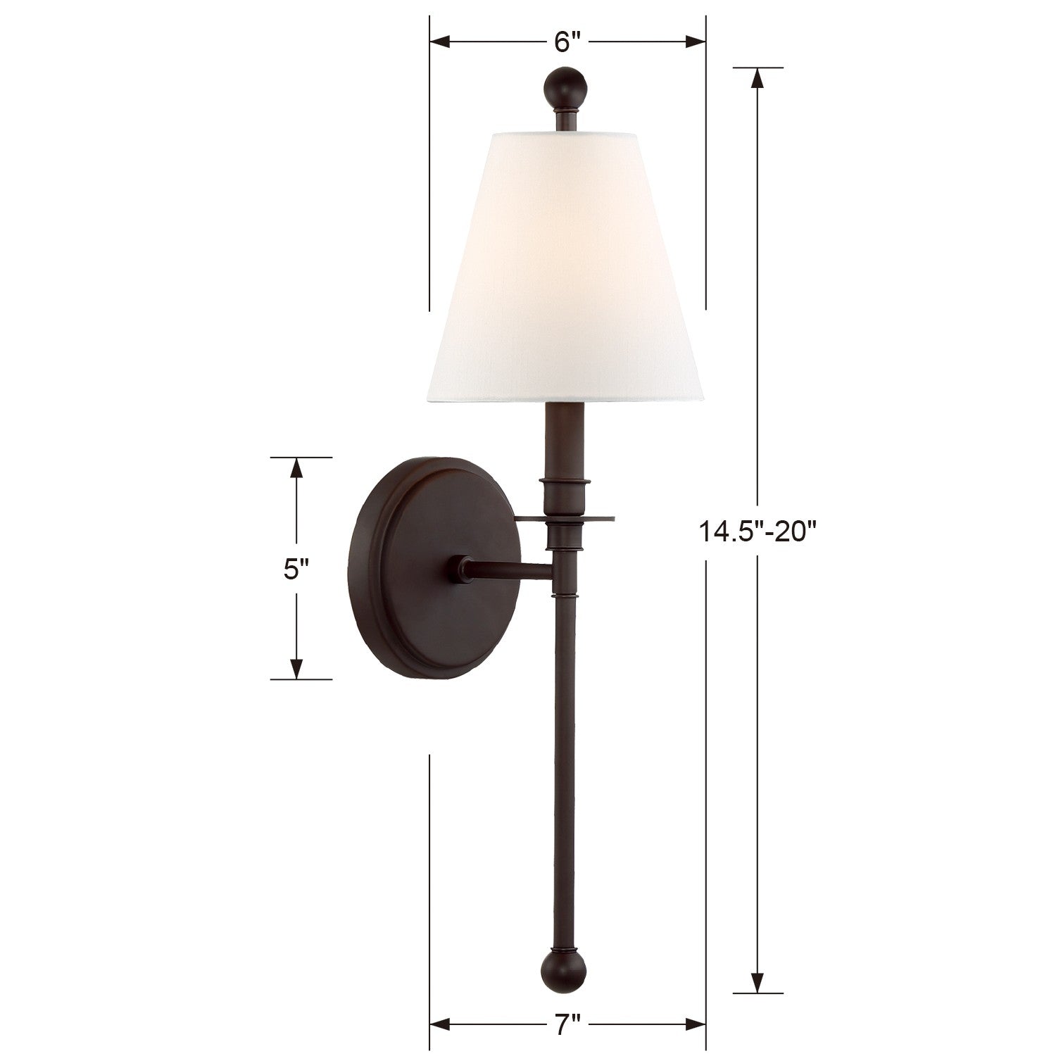 Crystorama Riverdale RIV-382-DB – 6 Inch – 1 Light – Sconce – Dark Bronze – Damp Rated
