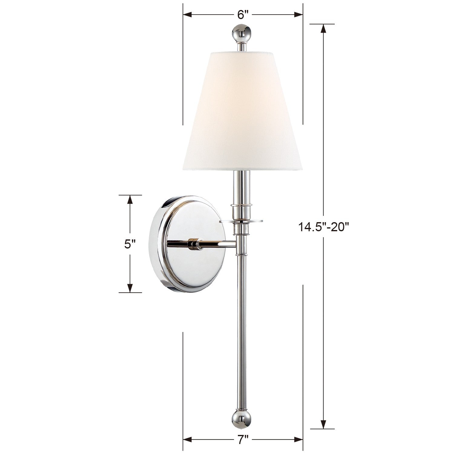 Crystorama Riverdale RIV-382-PN – 6 Inch – 1 Light – Sconce – Polished Nickel – Damp Rated