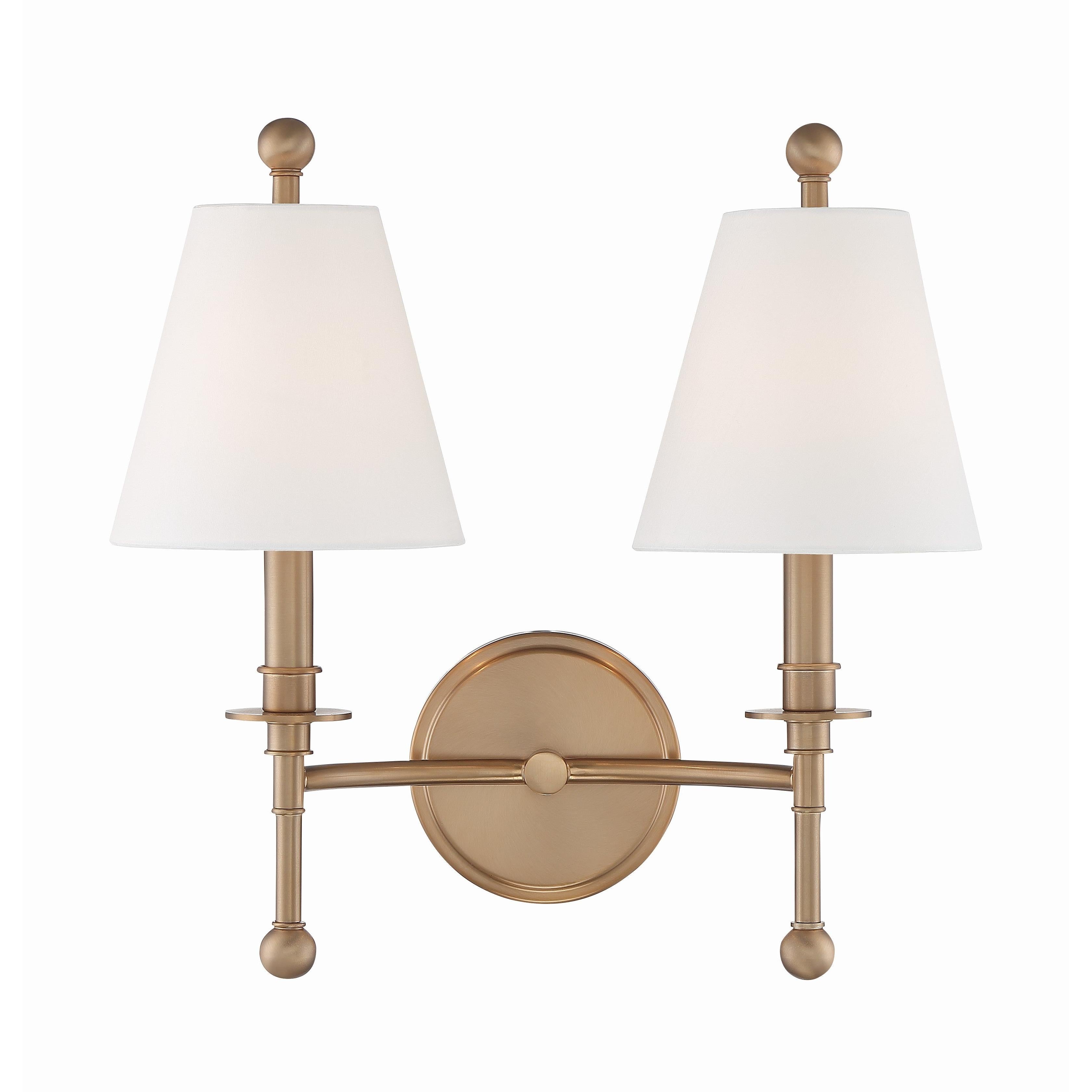 Crystorama Riverdale RIV-383-AG – 15 Inch – 2 Light – Sconce – Aged Brass – Damp Rated