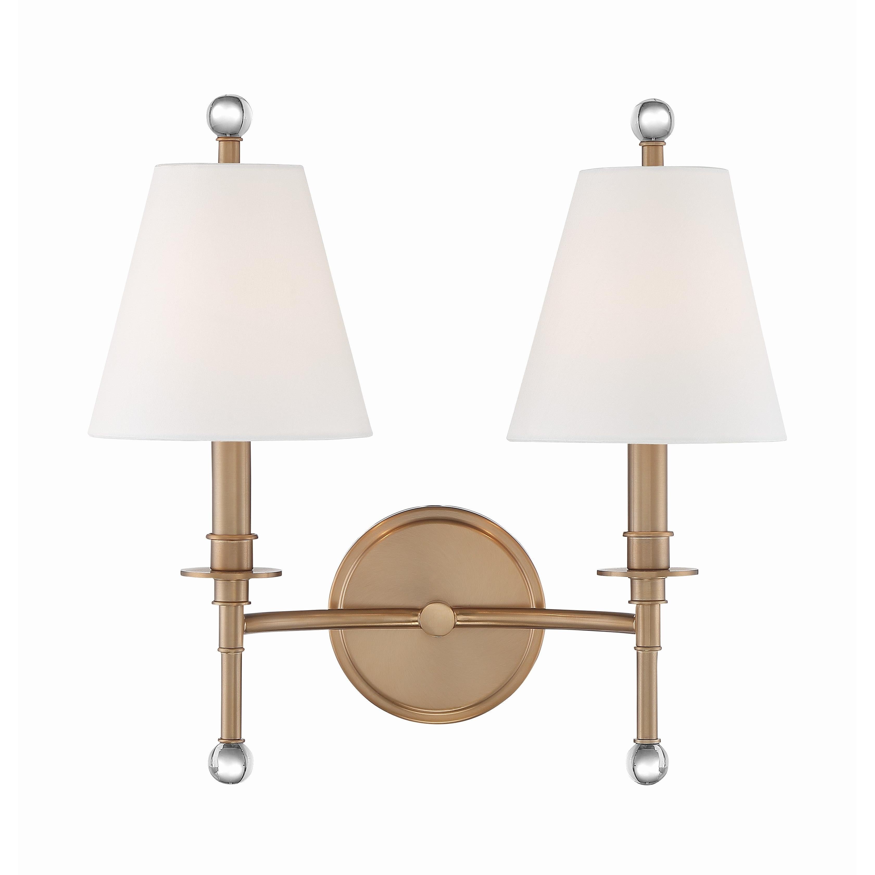 Crystorama Riverdale RIV-383-AG – 15 Inch – 2 Light – Sconce – Aged Brass – Damp Rated
