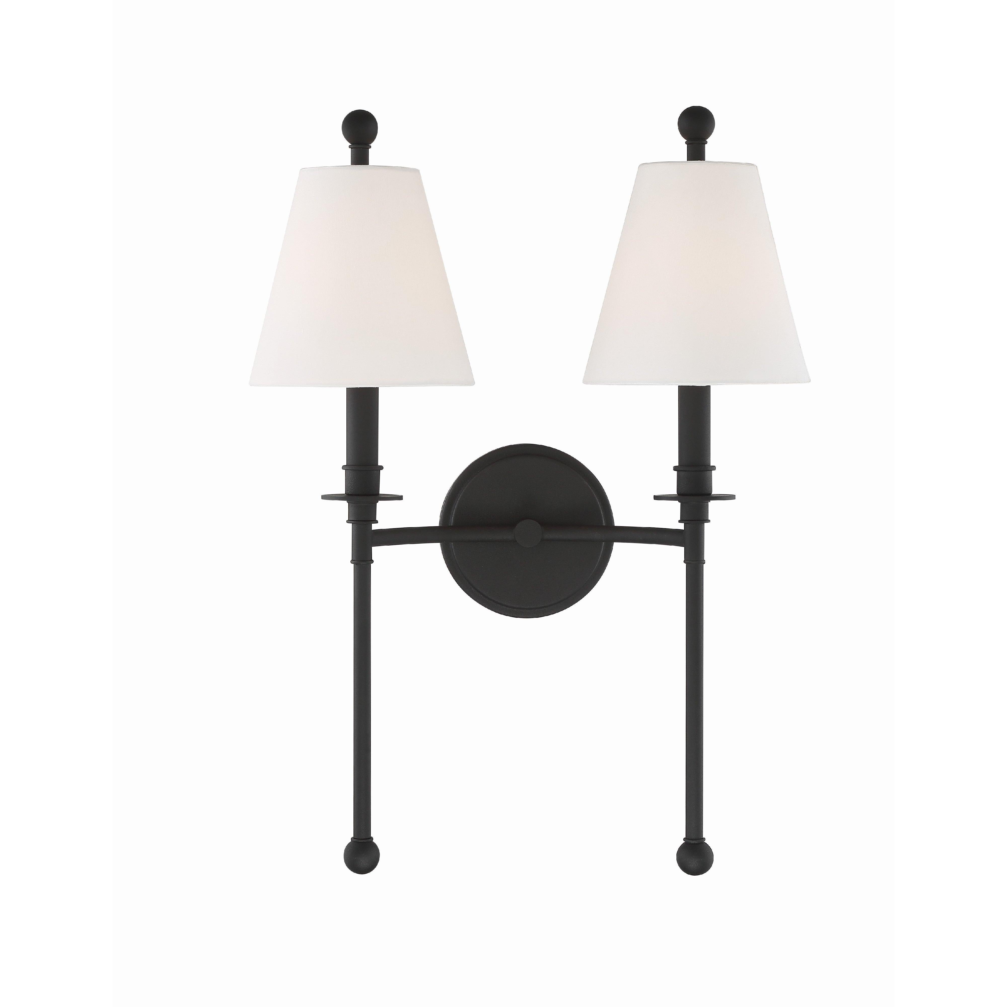 Crystorama Riverdale RIV-383-BF – 15 Inch – 2 Light – Sconce – Black Forged – Damp Rated