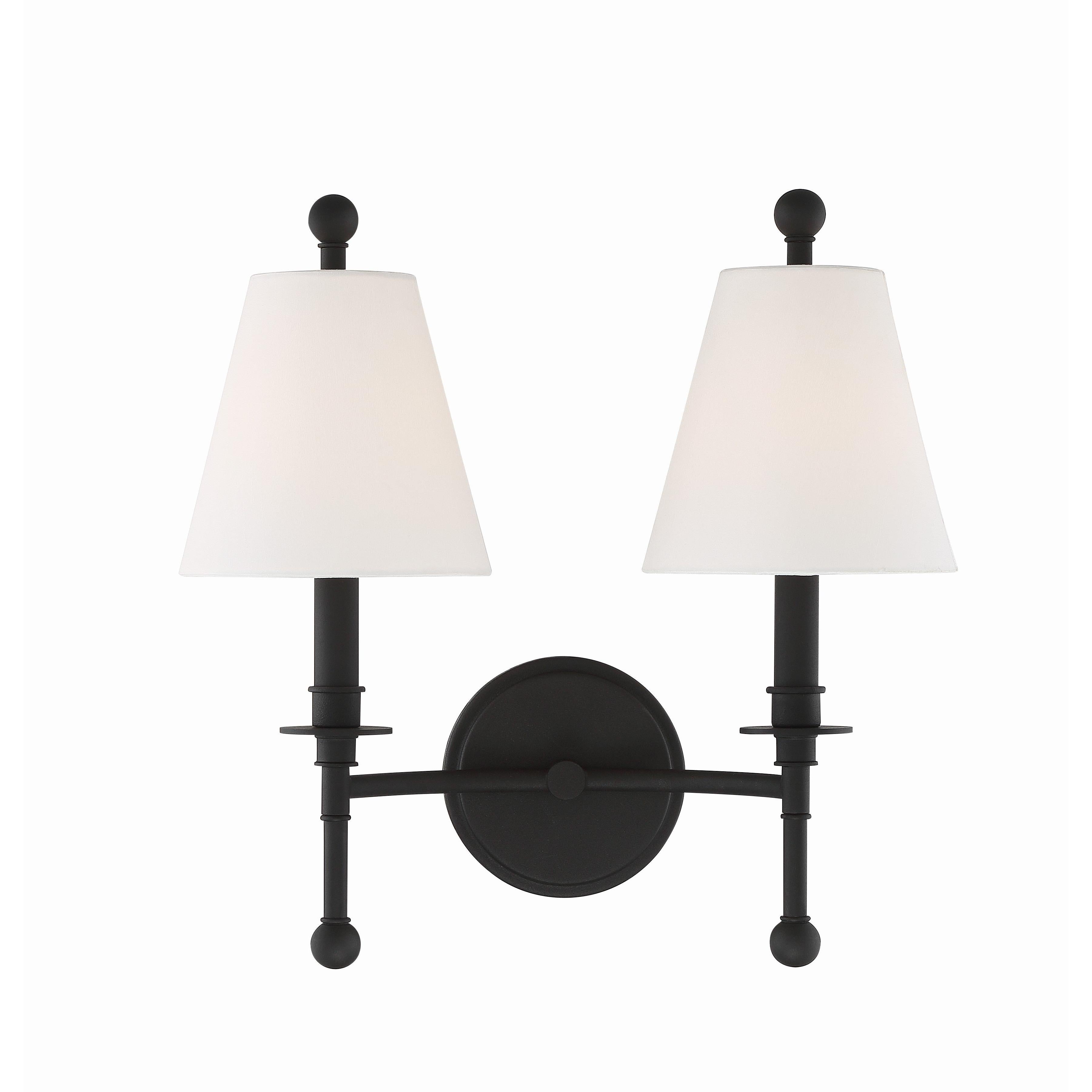 Crystorama Riverdale RIV-383-BF – 15 Inch – 2 Light – Sconce – Black Forged – Damp Rated