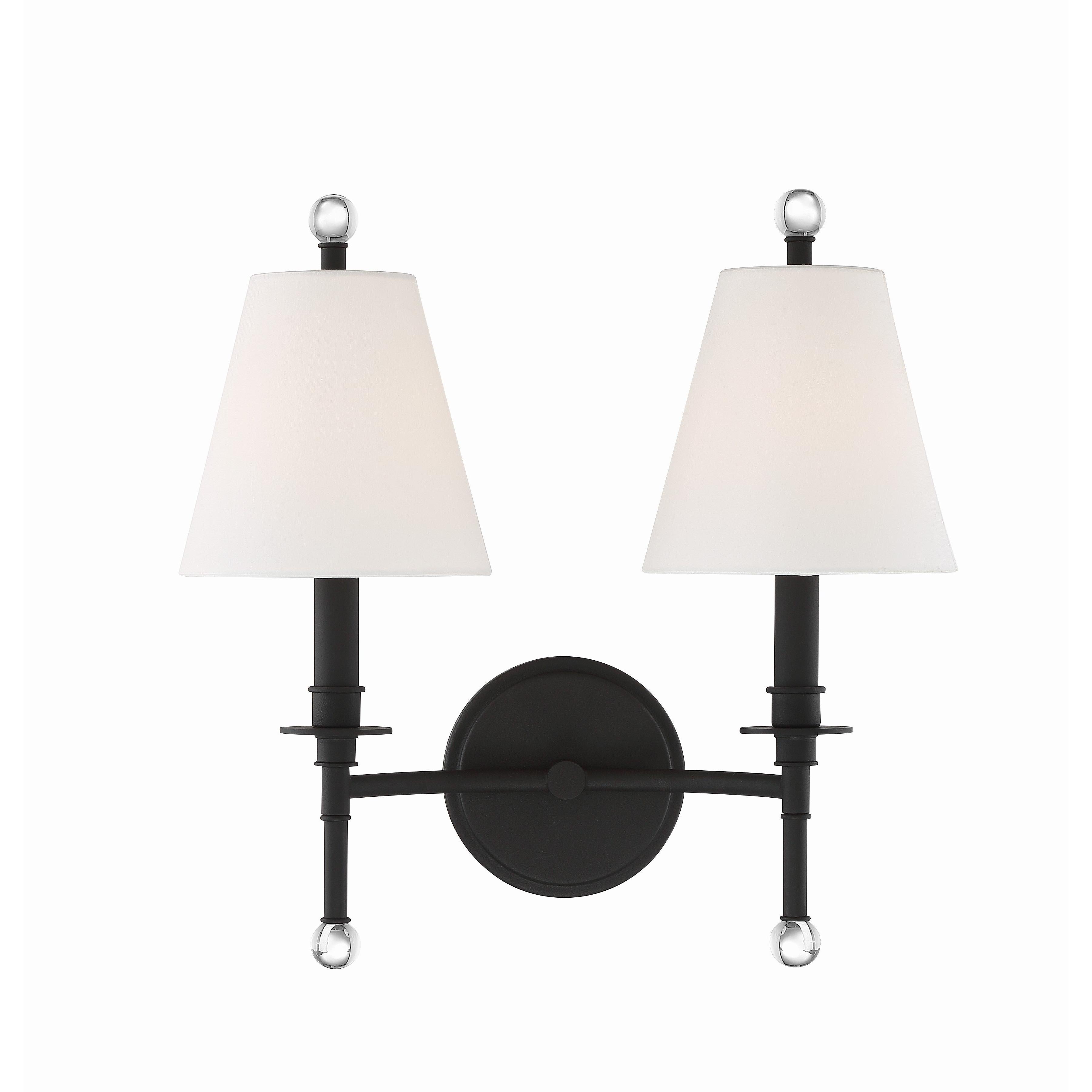 Crystorama Riverdale RIV-383-BF – 15 Inch – 2 Light – Sconce – Black Forged – Damp Rated