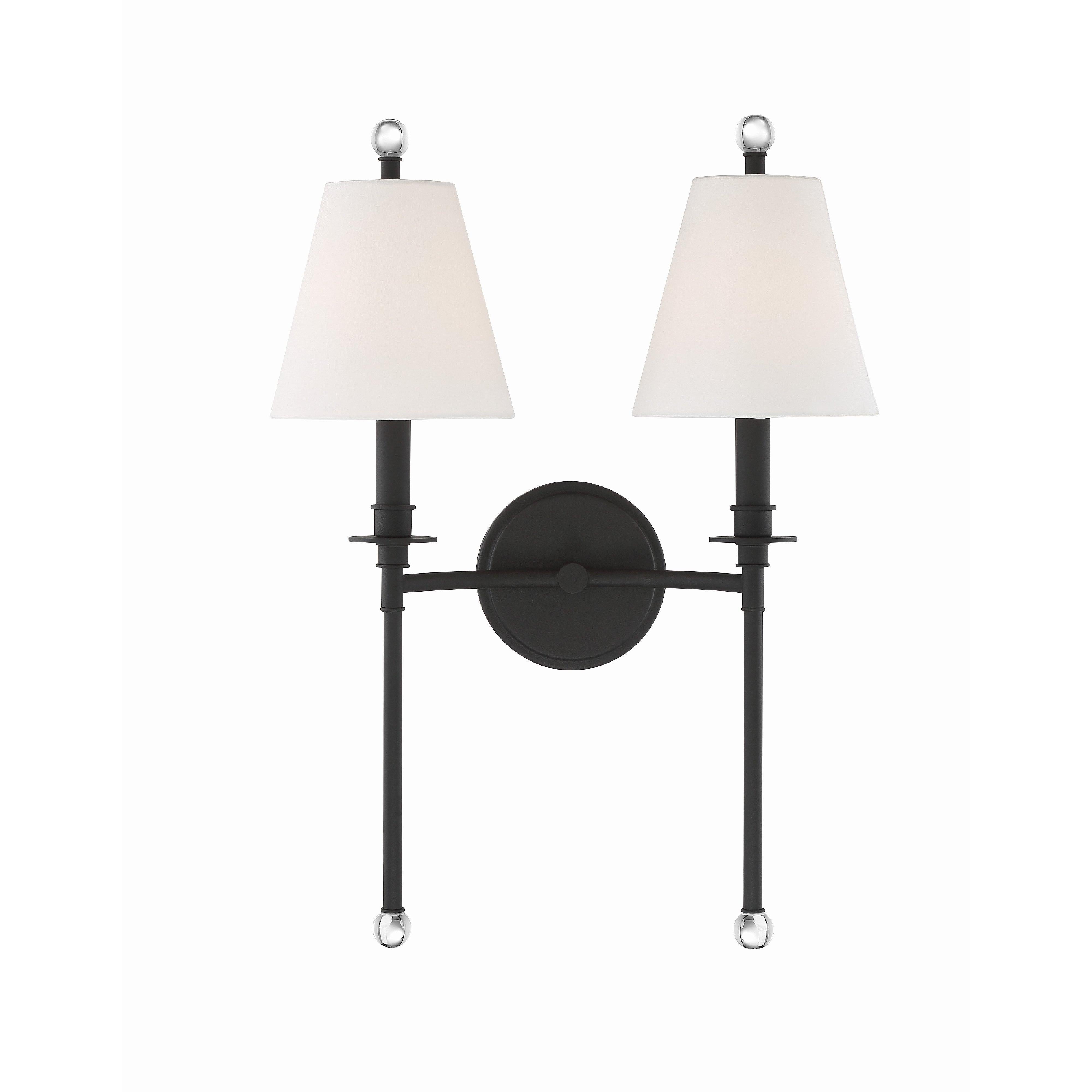 Crystorama Riverdale RIV-383-BF – 15 Inch – 2 Light – Sconce – Black Forged – Damp Rated
