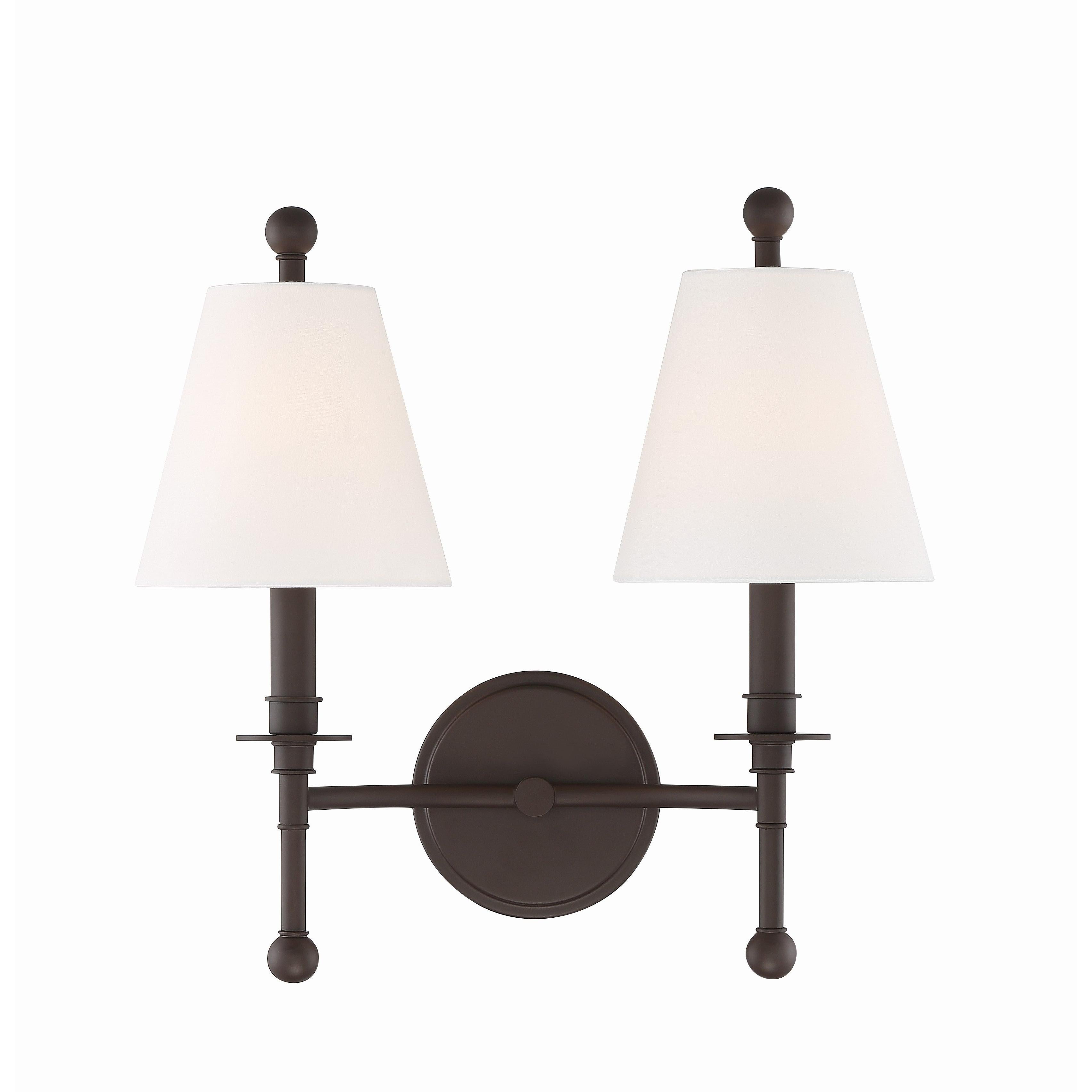 Crystorama Riverdale RIV-383-DB – 15 Inch – 2 Light – Sconce – Dark Bronze – Damp Rated
