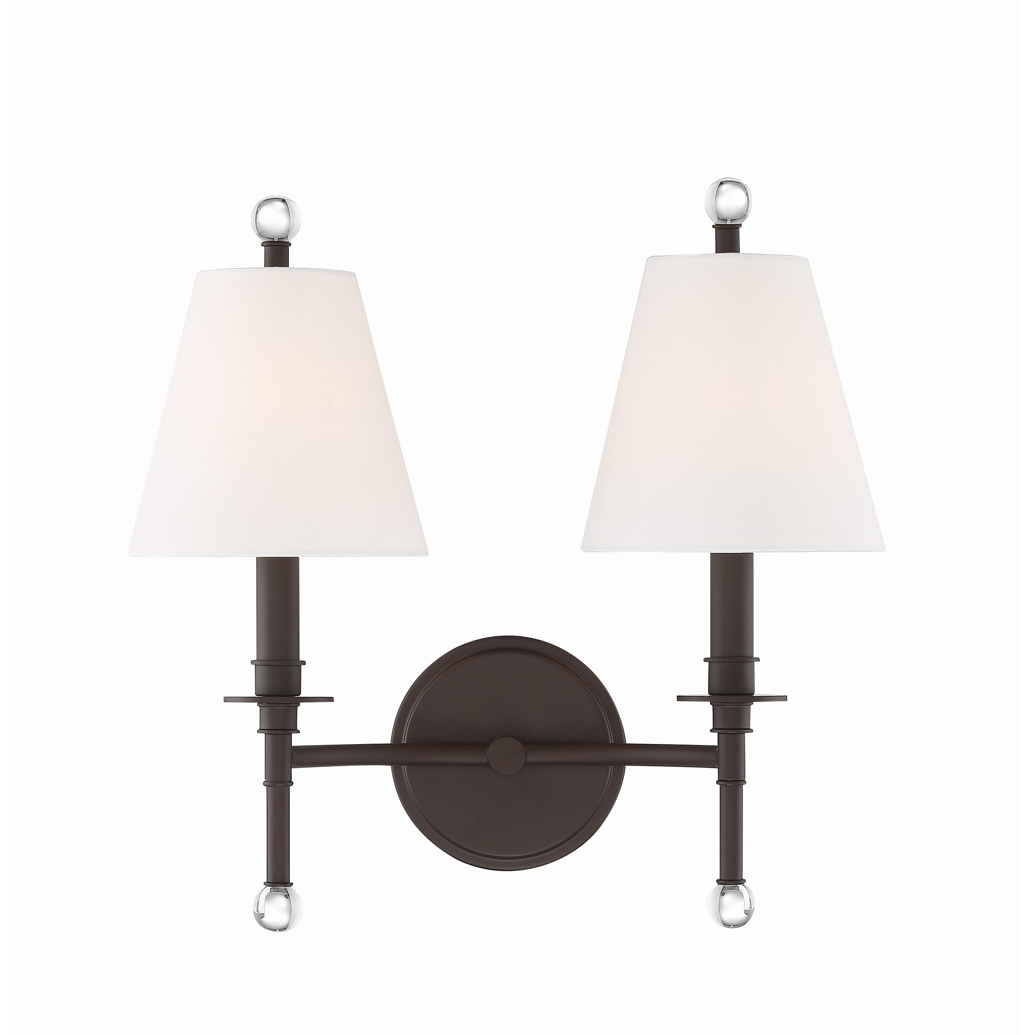 Crystorama Riverdale RIV-383-DB – 15 Inch – 2 Light – Sconce – Dark Bronze – Damp Rated