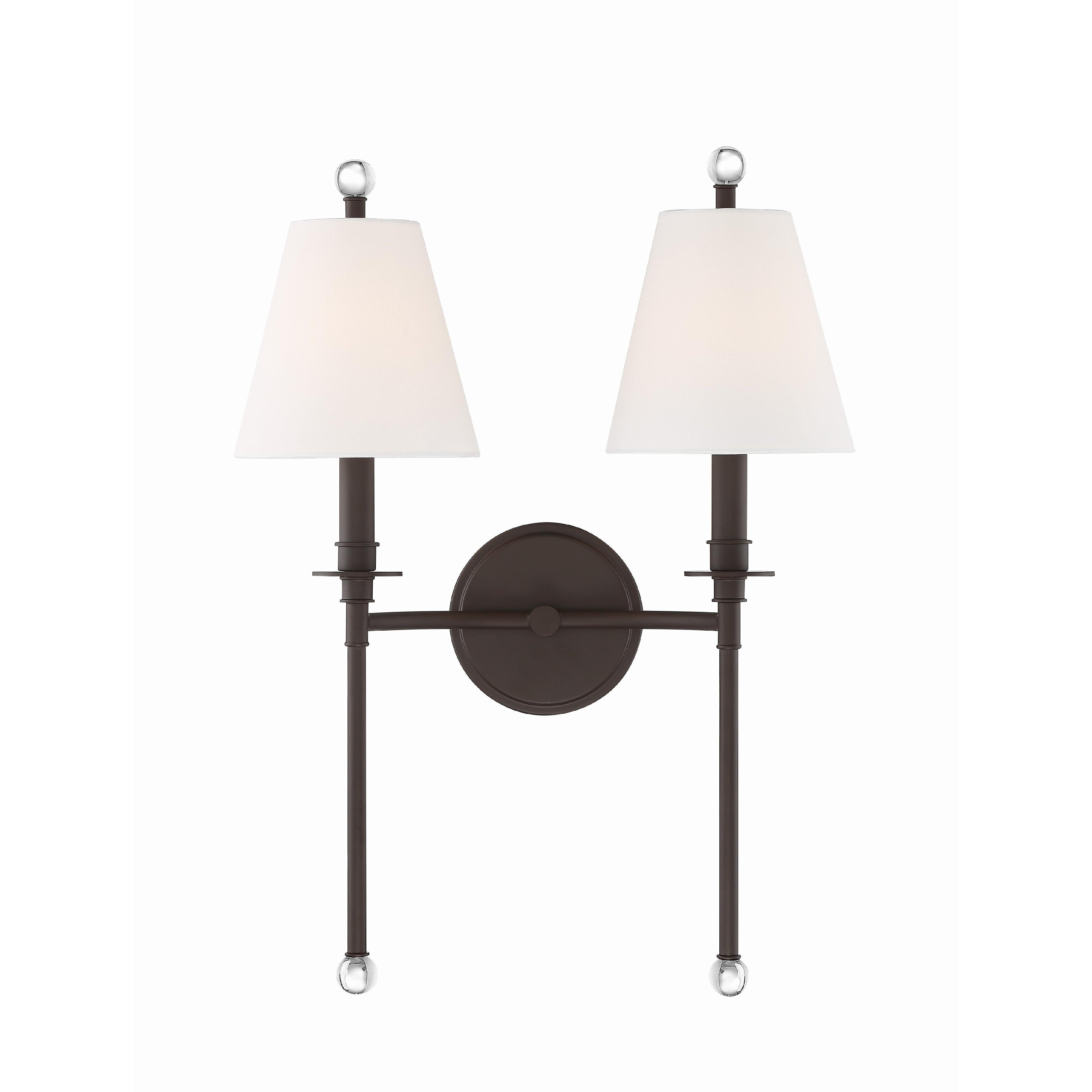 Crystorama Riverdale RIV-383-DB – 15 Inch – 2 Light – Sconce – Dark Bronze – Damp Rated