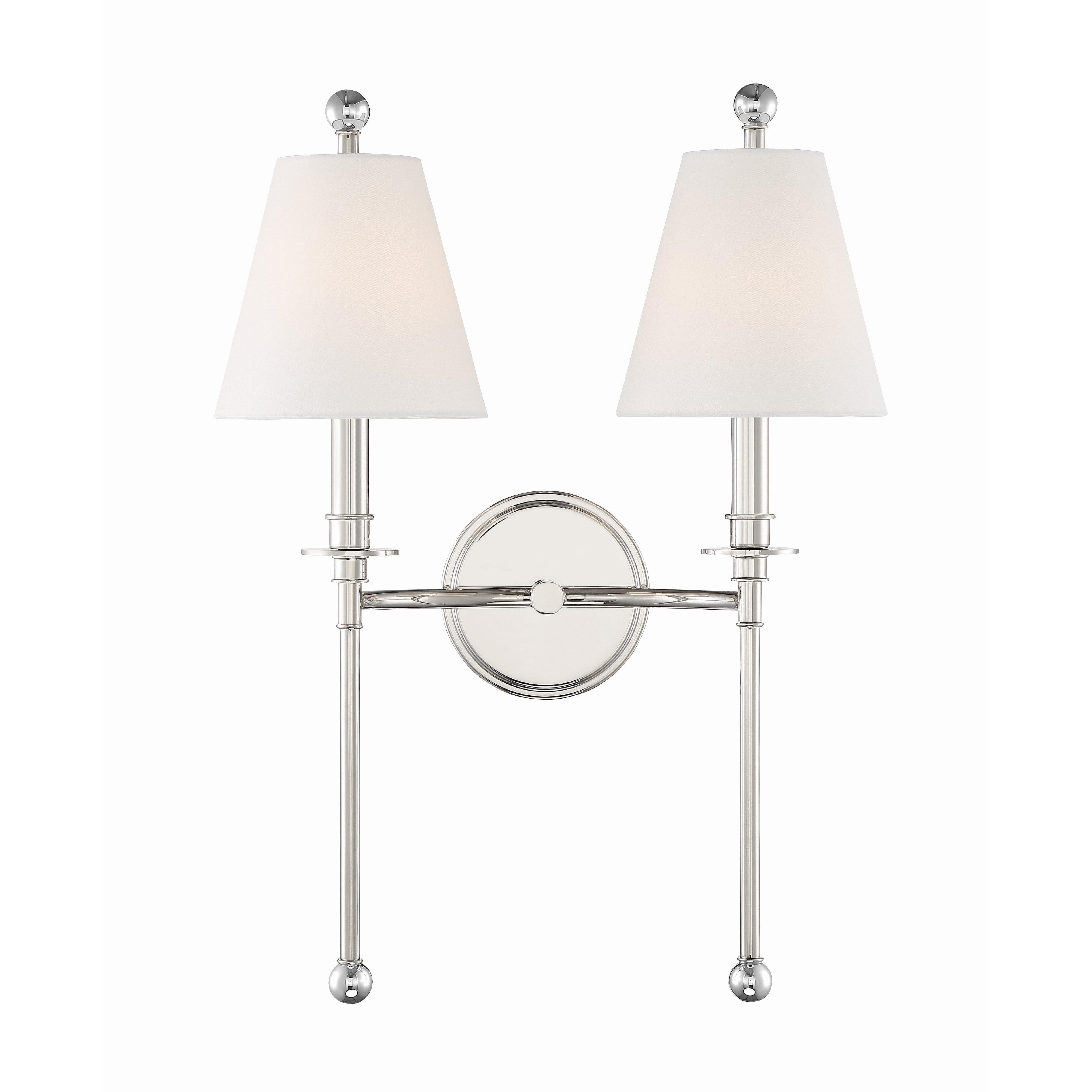 Crystorama Riverdale RIV-383-PN – 15 Inch – 2 Light – Sconce – Polished Nickel – Damp Rated