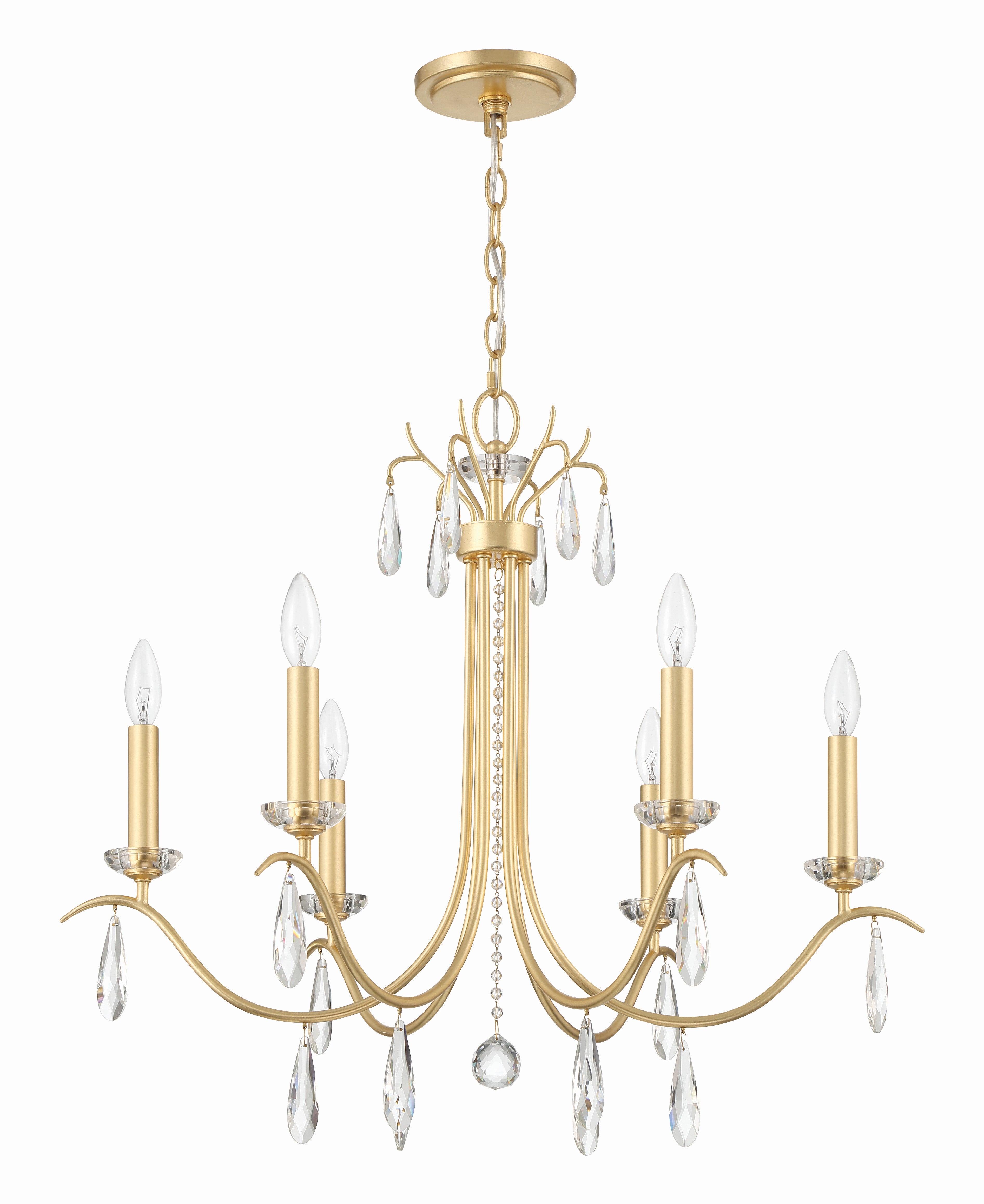 Crystorama Rollins ROL-18816-GA – 28 Inch – 6 Light – Chandelier – Antique Gold – Dry Rated