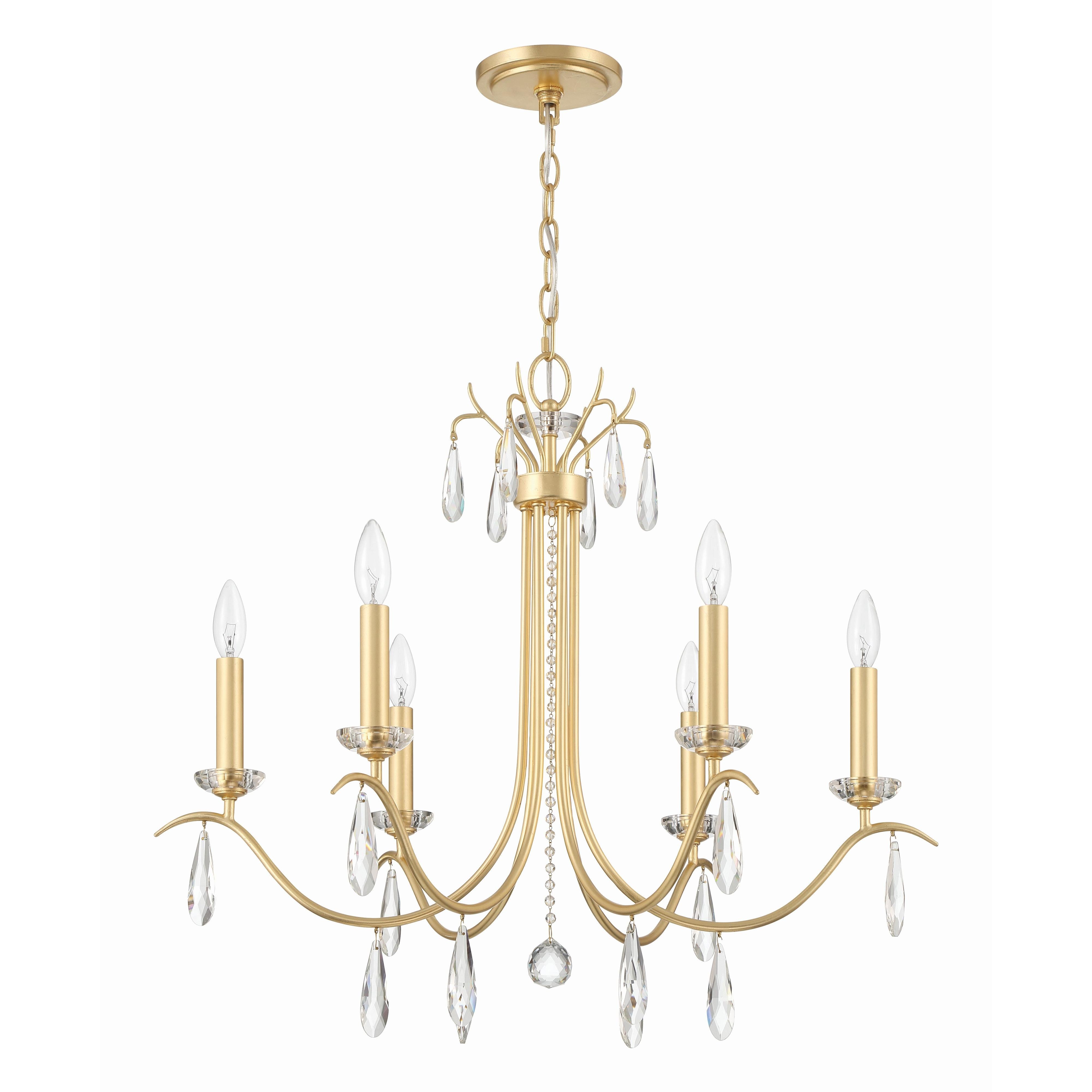 Crystorama Rollins ROL-18816-GA – 28 Inch – 6 Light – Chandelier – Antique Gold – Dry Rated