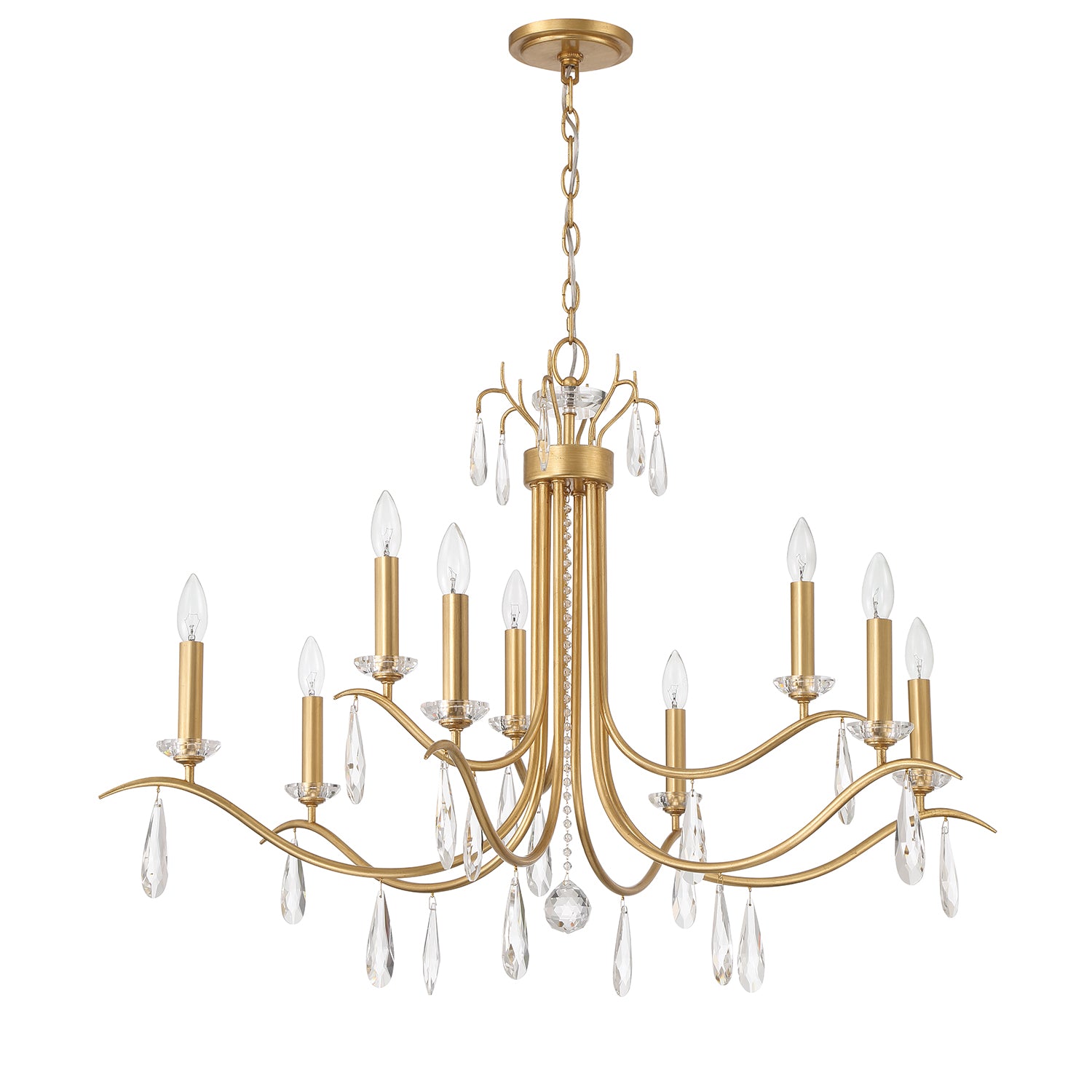 Crystorama Rollins ROL-18819-GA – 40 Inch – 9 Light – Chandelier – Antique Gold – Dry Rated