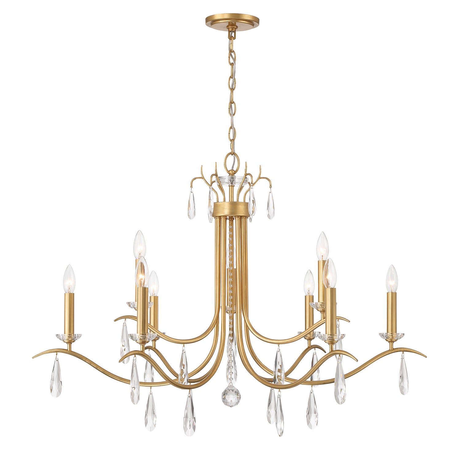 Crystorama Rollins ROL-18819-GA – 40 Inch – 9 Light – Chandelier – Antique Gold – Dry Rated