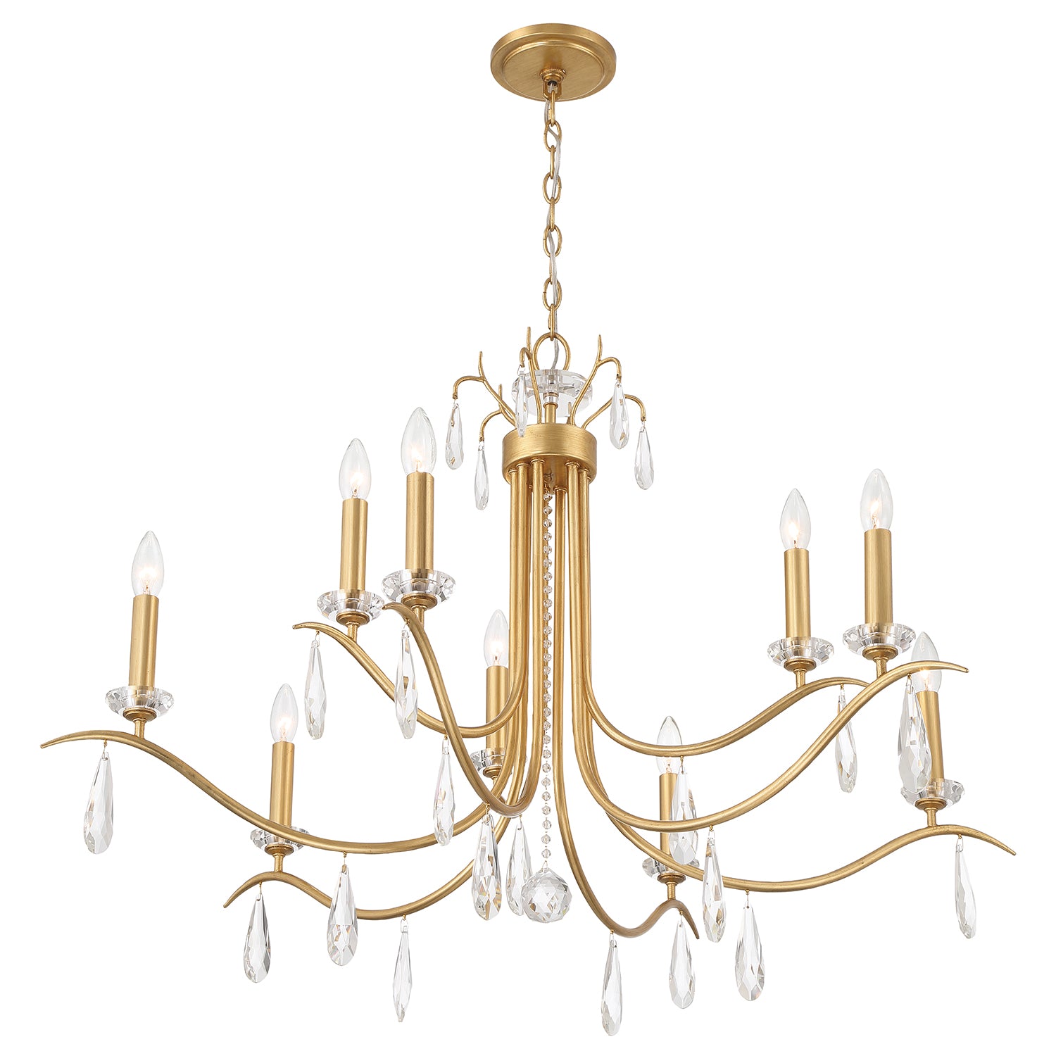 Crystorama Rollins ROL-18819-GA – 40 Inch – 9 Light – Chandelier – Antique Gold – Dry Rated