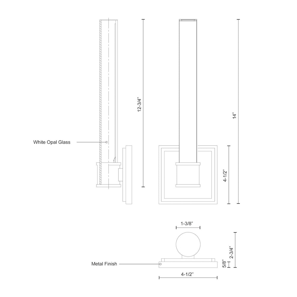 Kuzco Rona WS17014-BG Wall Sconce, LED, Brushed Gold