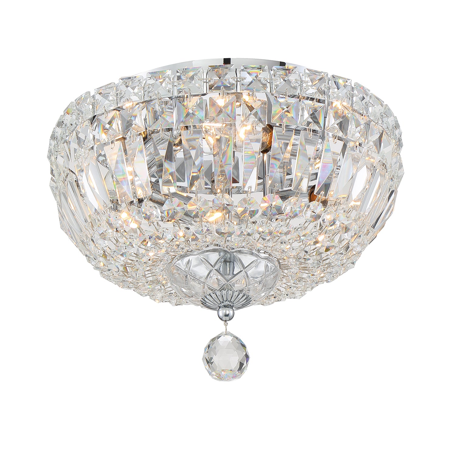 Crystorama Roslyn ROS-A1004-CH-CL-MWP – 12 Inch – 4 Light – Semi Flush Mount Light – Polished Chrome – Dry Rated