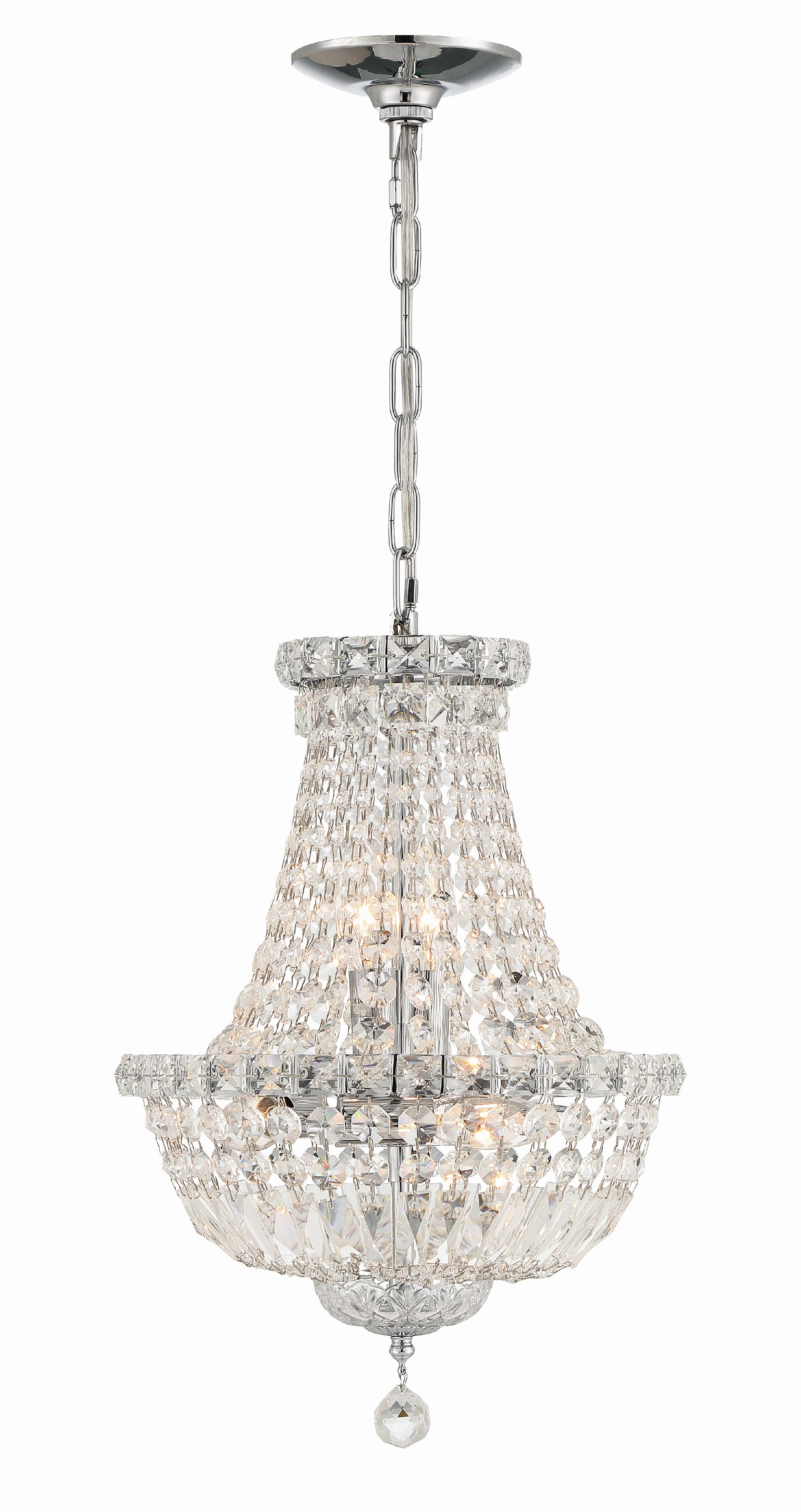 Crystorama Roslyn ROS-A1006-CH-CL-MWP – 12 Inch – 5 Light – Chandelier – Polished Chrome – Dry Rated