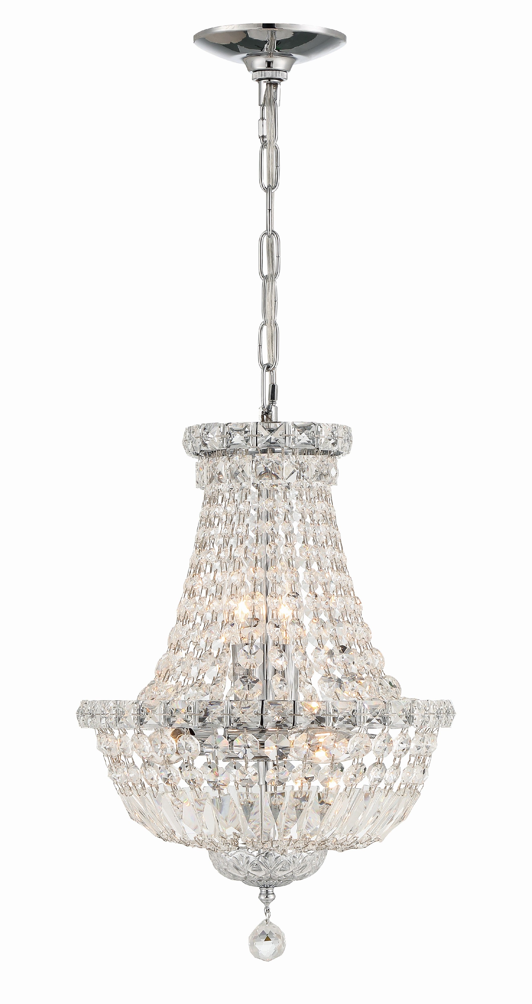 Crystorama Roslyn ROS-A1006-CH-CL-MWP – 12 Inch – 5 Light – Chandelier – Polished Chrome – Dry Rated