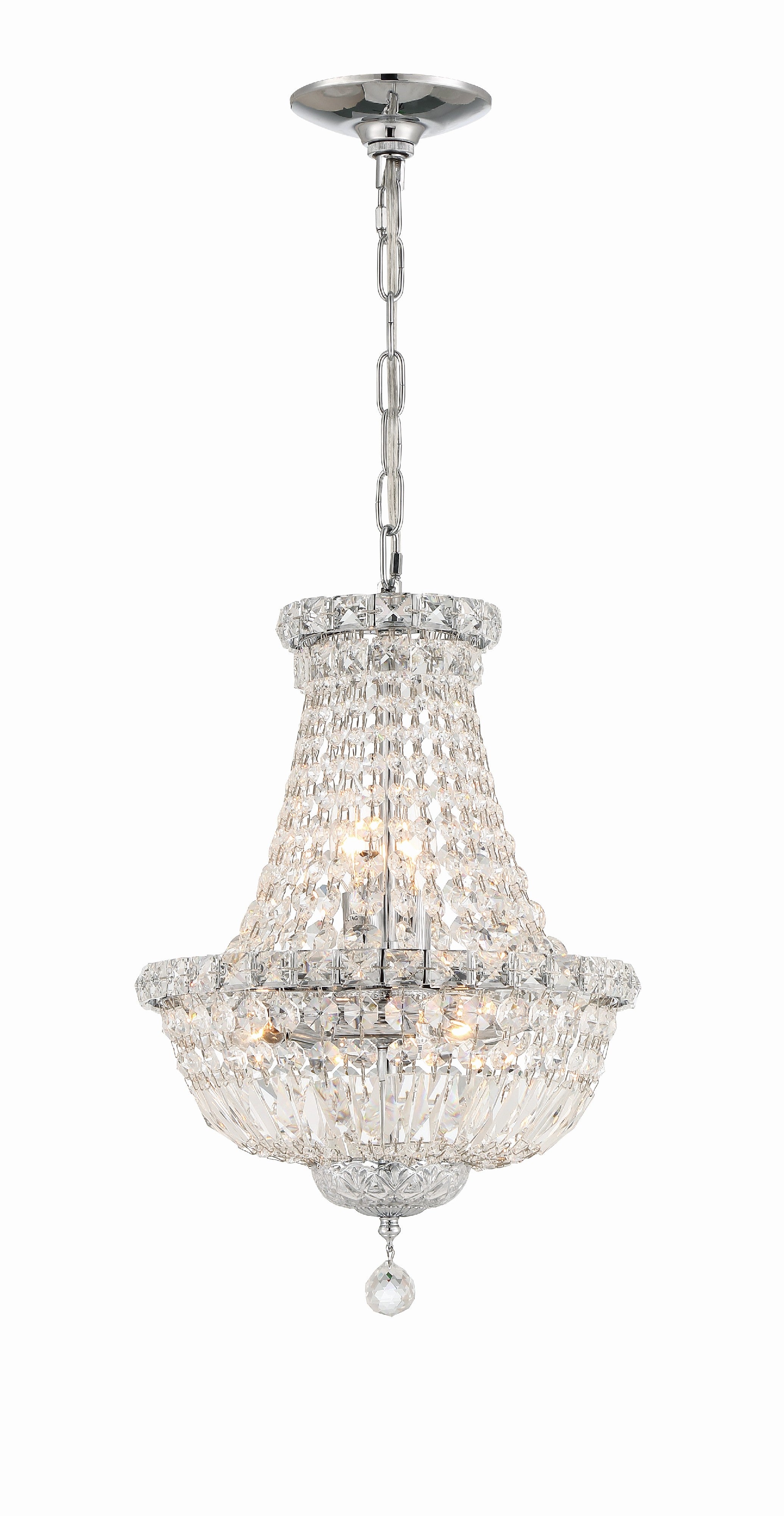 Crystorama Roslyn ROS-A1006-CH-CL-MWP – 12 Inch – 5 Light – Chandelier – Polished Chrome – Dry Rated