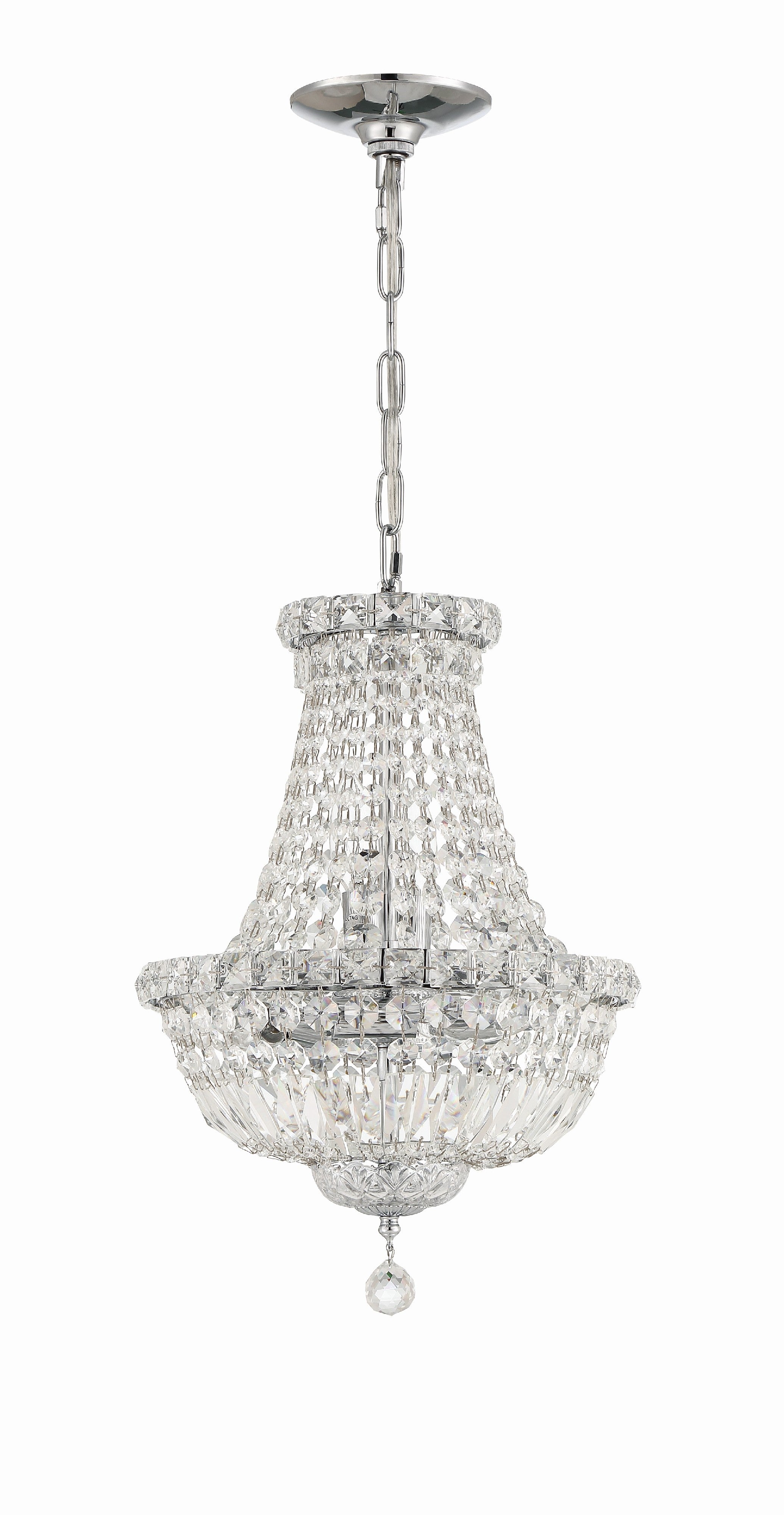 Crystorama Roslyn ROS-A1006-CH-CL-MWP – 12 Inch – 5 Light – Chandelier – Polished Chrome – Dry Rated