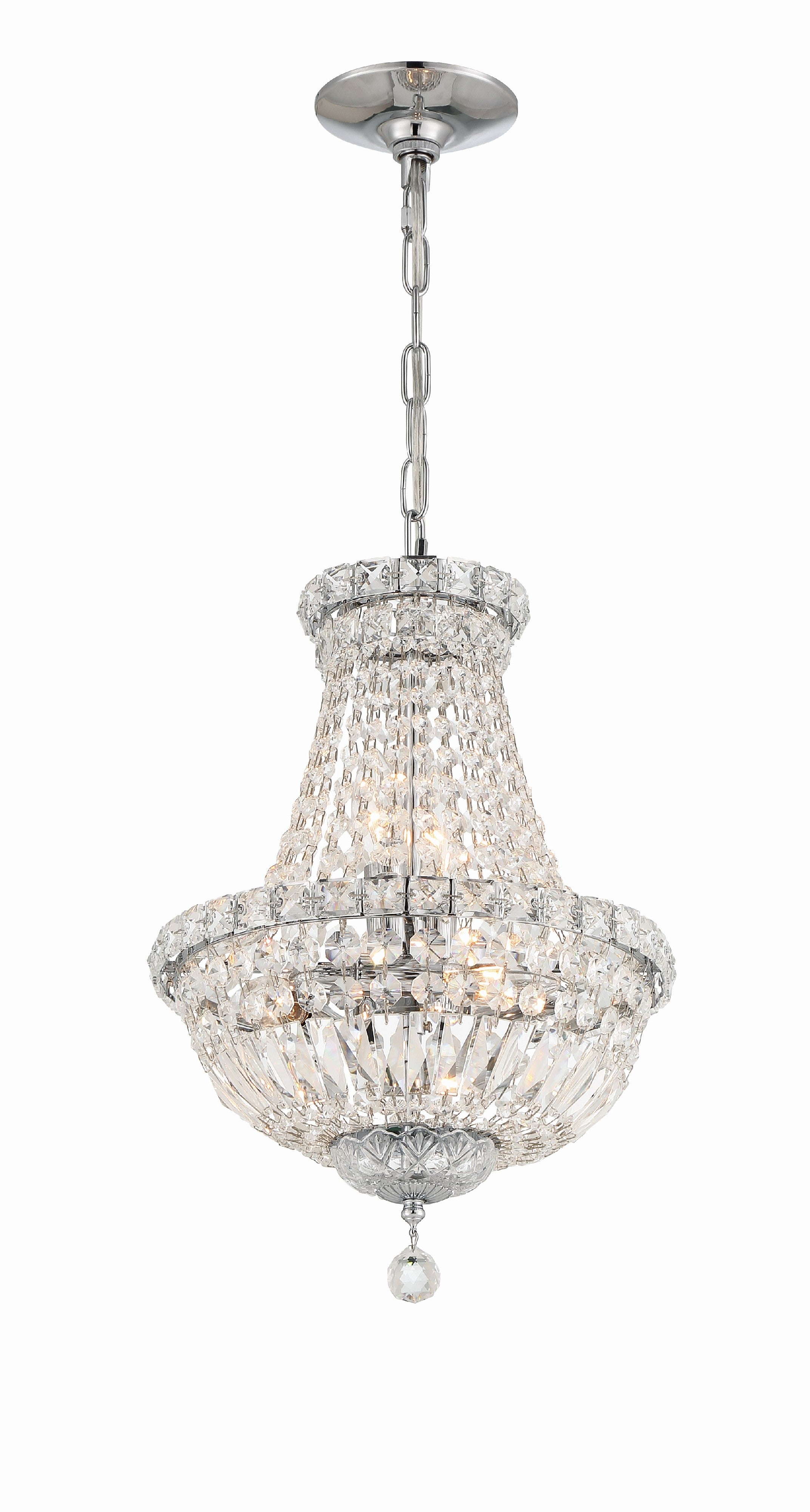 Crystorama Roslyn ROS-A1006-CH-CL-MWP – 12 Inch – 5 Light – Chandelier – Polished Chrome – Dry Rated