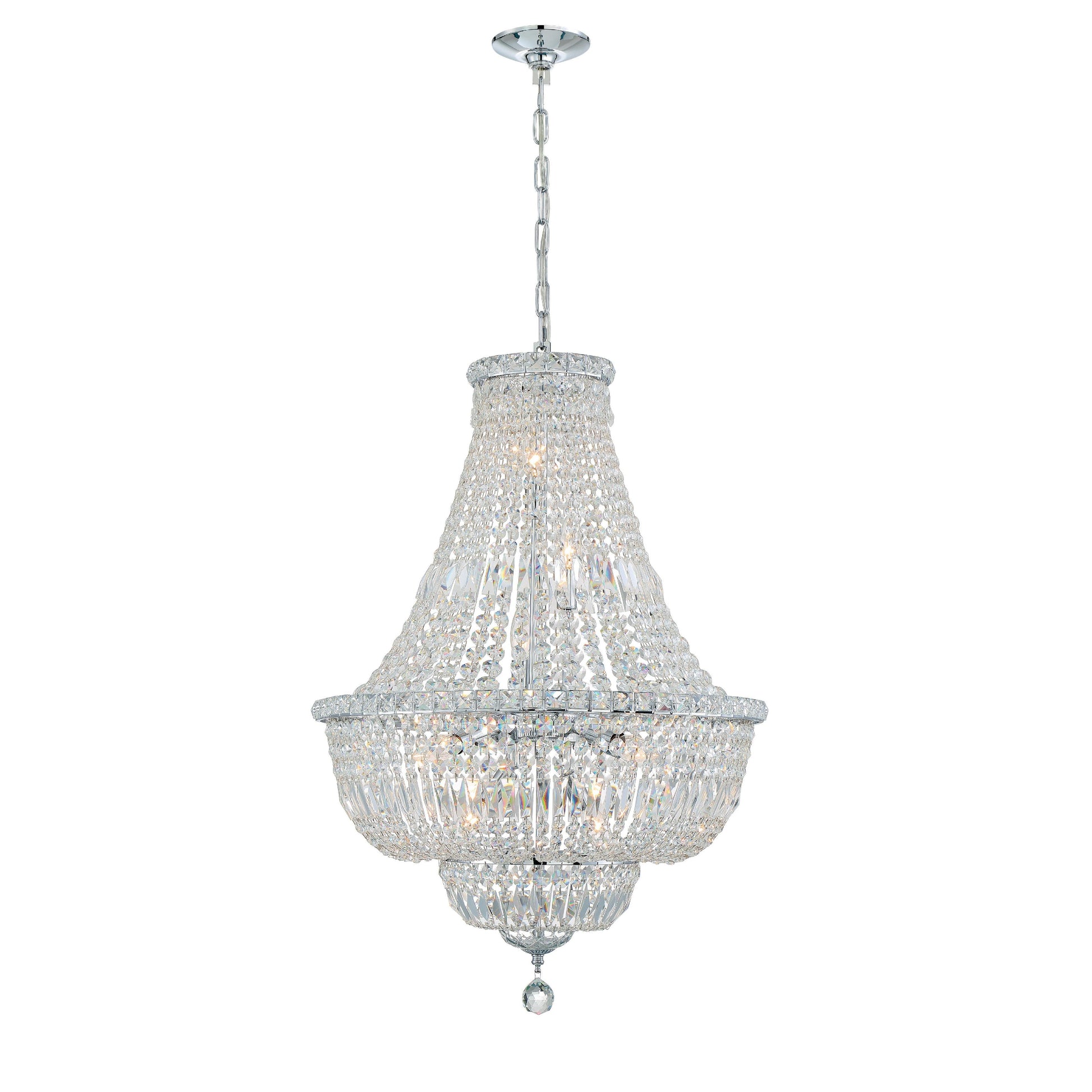 Crystorama Roslyn ROS-A1009-CH-CL-MWP – 22 Inch – 9 Light – Chandelier – Polished Chrome – Dry Rated