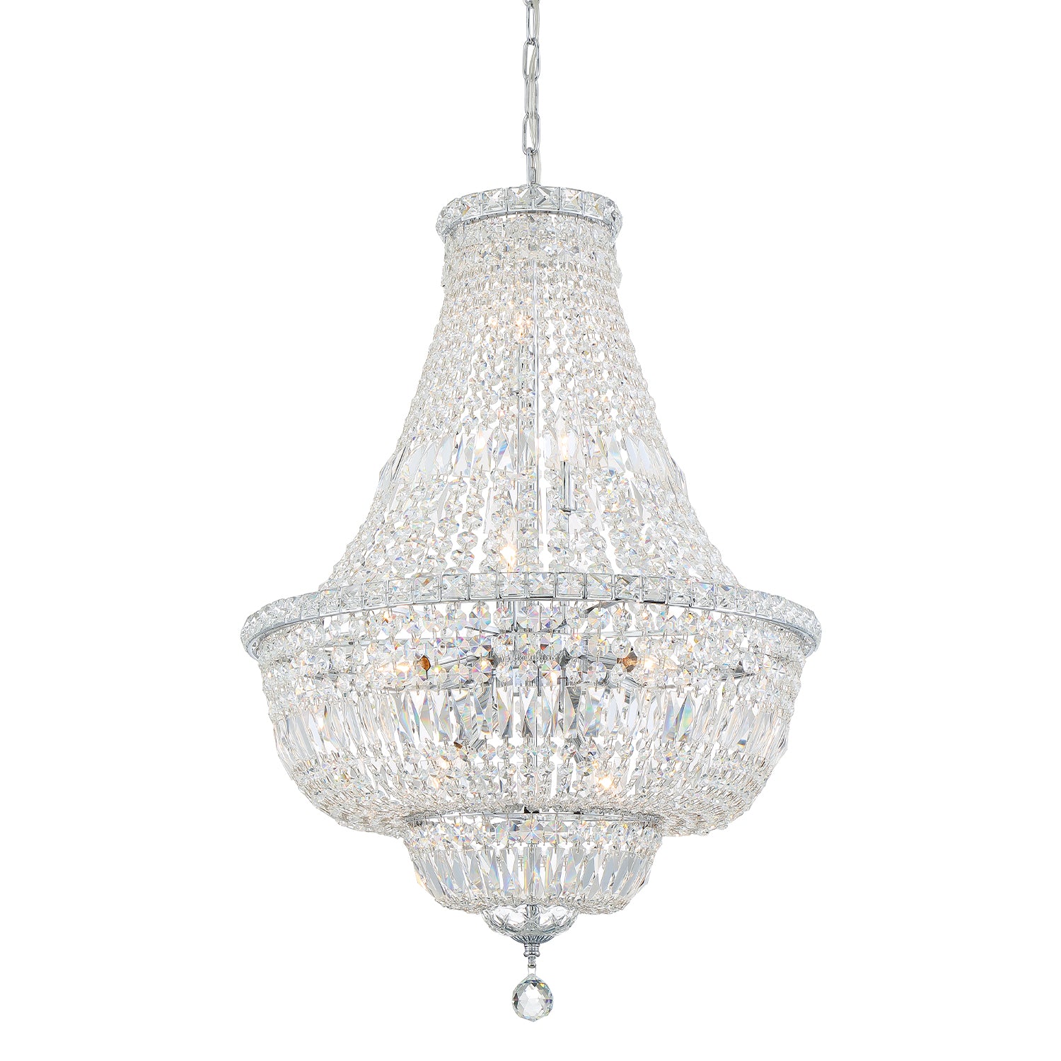 Crystorama Roslyn ROS-A1009-CH-CL-MWP – 22 Inch – 9 Light – Chandelier – Polished Chrome – Dry Rated